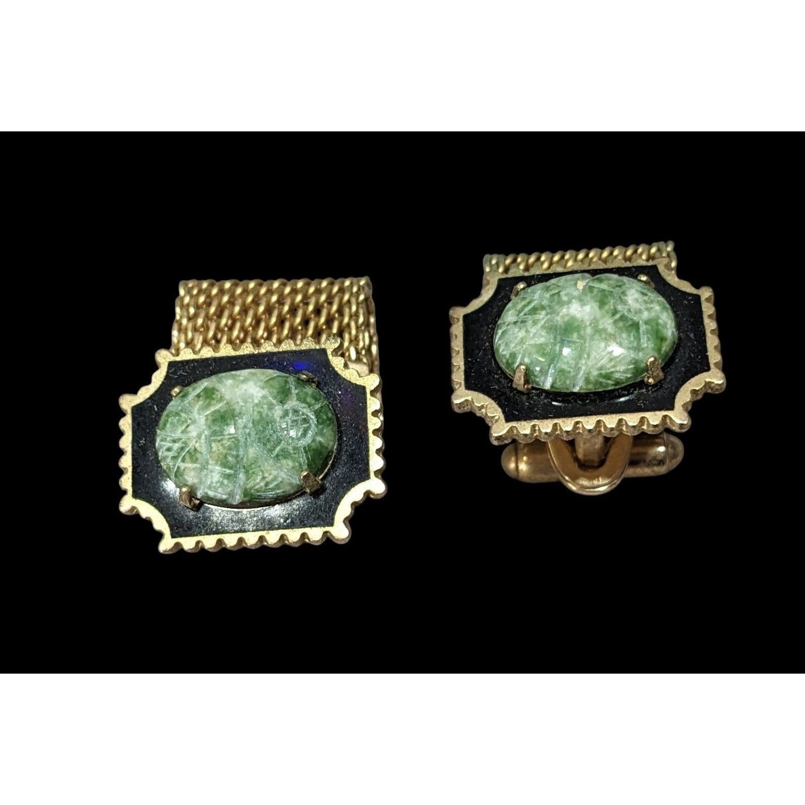 Other Vintage Anson Egyptian Revival Hand Carved Jade Scarab Cuffl Size ONE SIZE - 3 Thumbnail