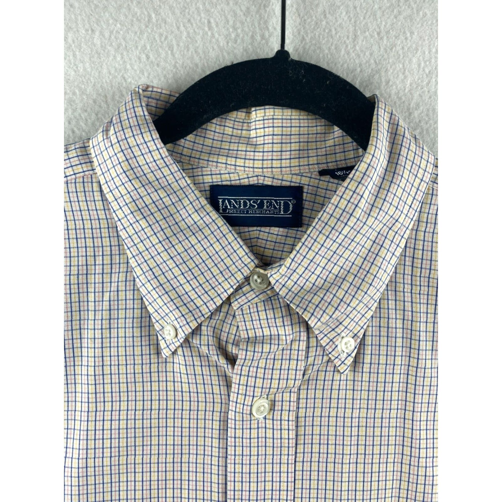 Lands' End Lands' End Button-Up Shirt Mens 16.5-34 Multicolor Long Sleeve Check Plaid Shirt Male Regular Casual All Seasons Modern Shirt Size US L / EU 52-54 / 3 - 7 Thumbnail
