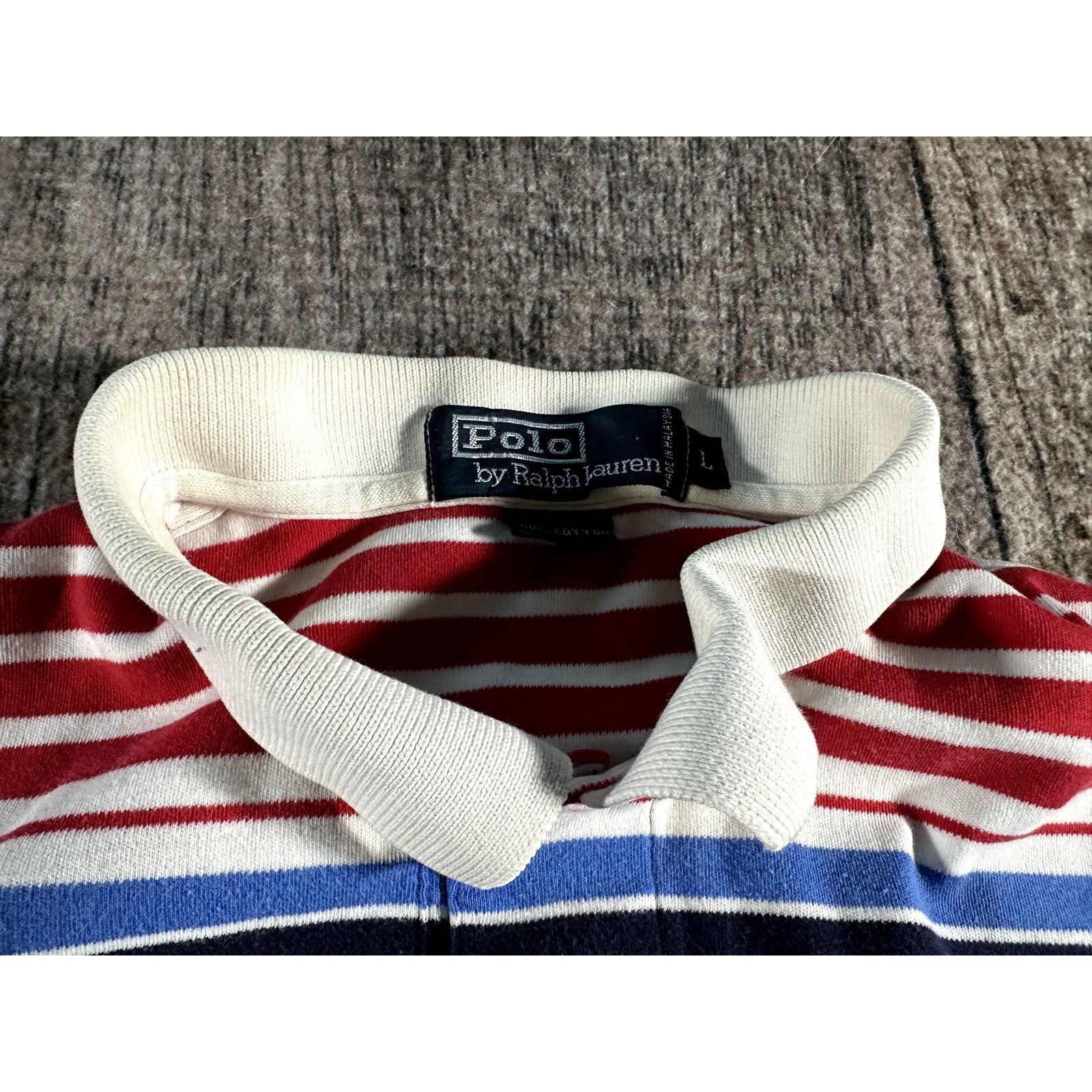 Polo Ralph Lauren Polo Ralph Lauren Red White Blue Striped Crest Polo Shirt Size US L / EU 52-54 / 3 - 2 Thumbnail