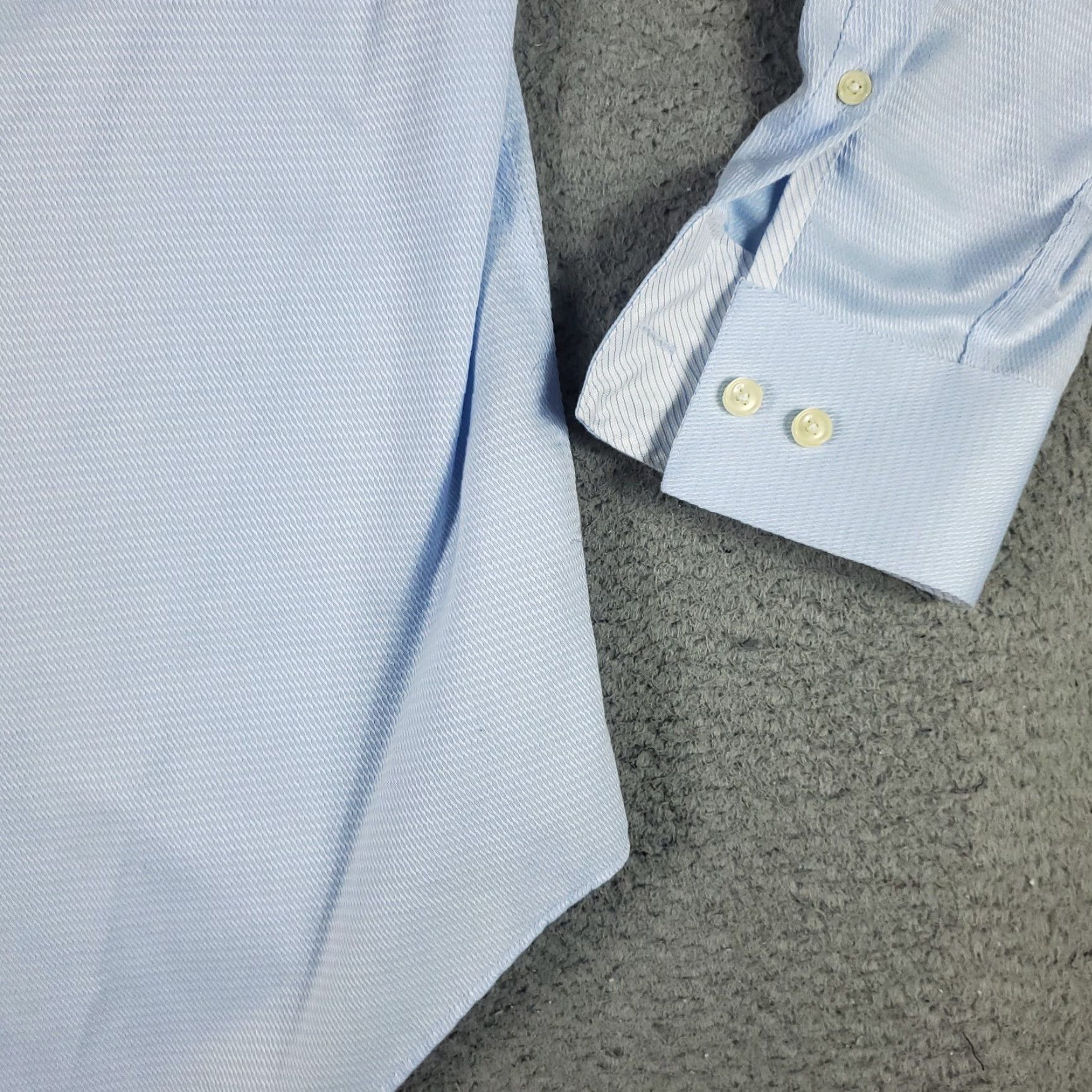 Vintage VINTAGE Jhane Barnes Dress Shirt Mens Size 16.5 Long Sleeve Blue Cotton Business Formal Office Size 42R - 4 Thumbnail