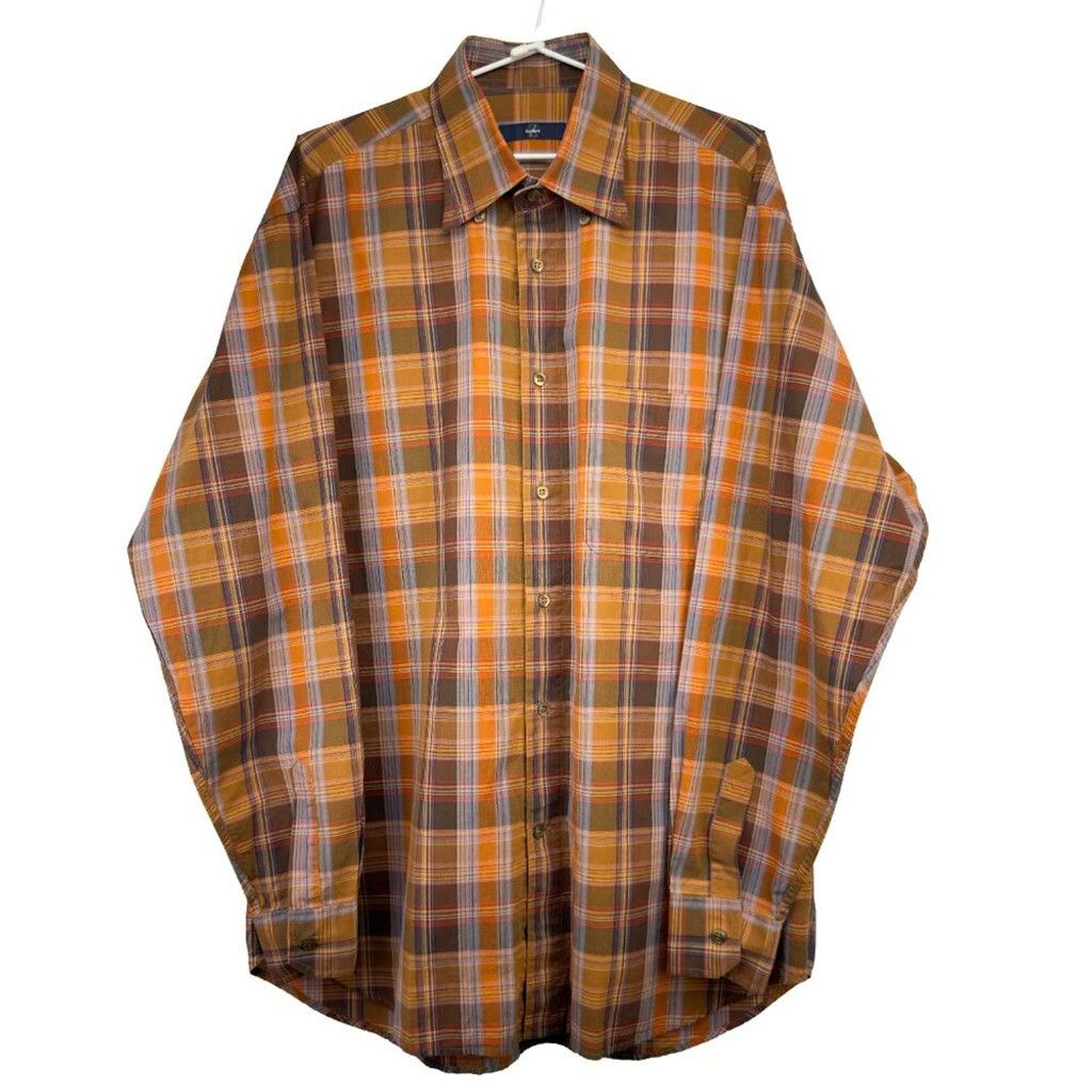 Ermenegildo Zegna ZEGNA Sport Brown Tan Plaid Casual Button-down Shirt sz L Size US L / EU 52-54 / 3 - 1 Thumbnail