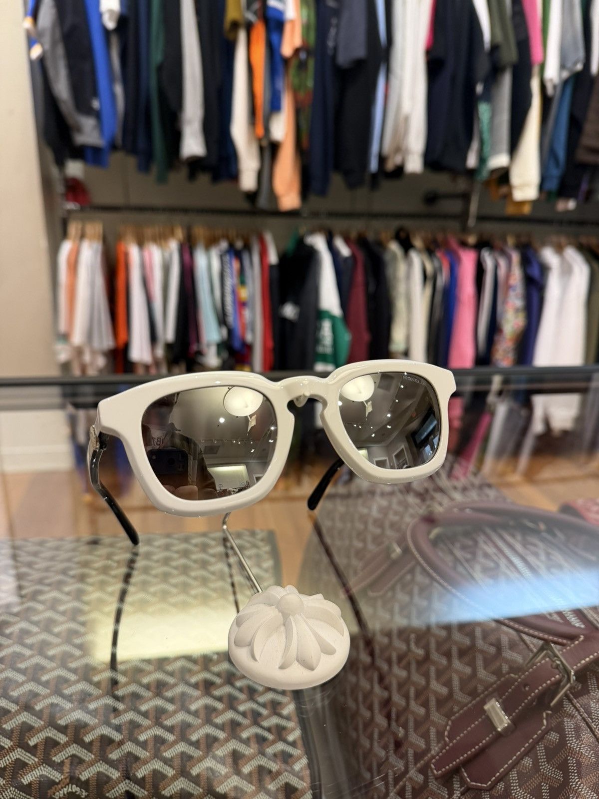 Moncler Moncler Gradd Squared Sunglasses - White Size ONE SIZE - 1 Thumbnail