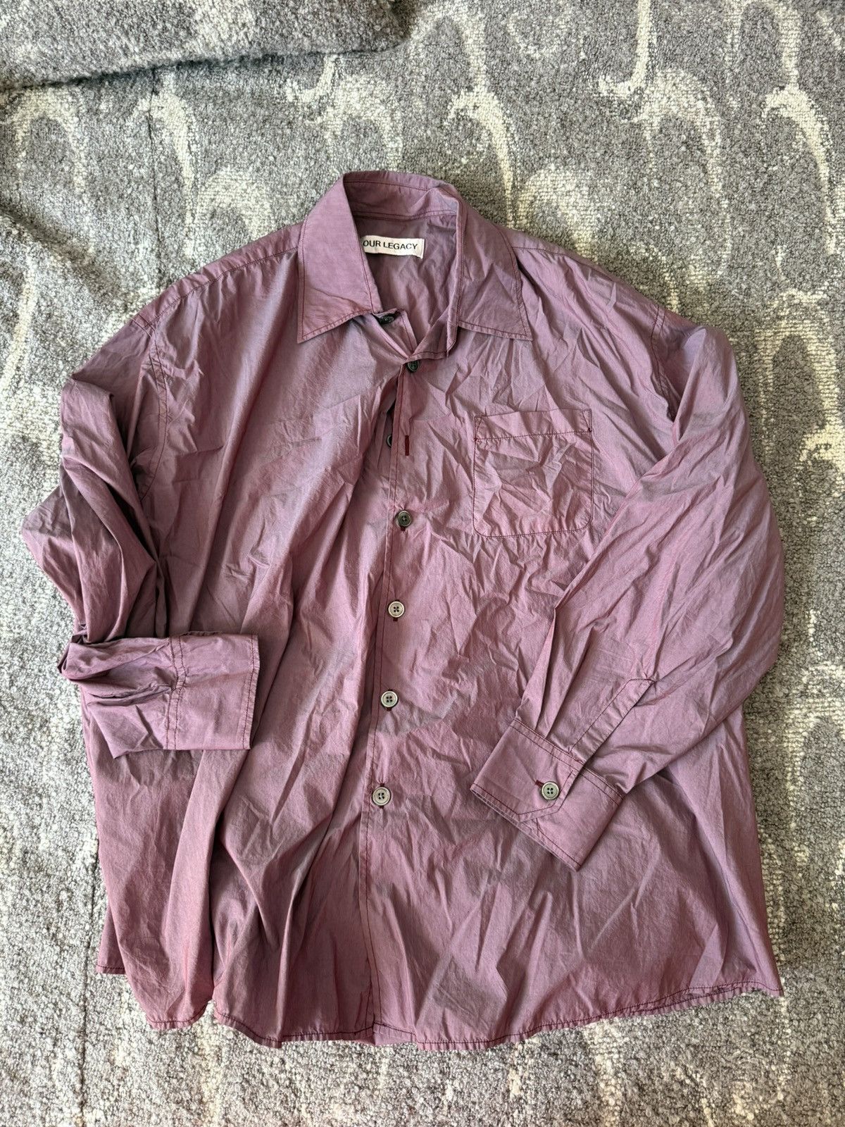 Our Legacy OUR LEGACY BORROWED SHIRT, Raspberry Parachute Poplin