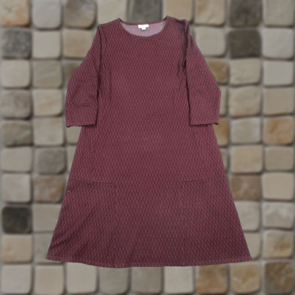 J. Jill J.Jill Shirt Dress Womens Small Burgundy Solid 3/4 Sleeve Round Neck Knee Length Viscose Pullover Casual Dress Size S / US 4 / IT 40 - 1 Thumbnail