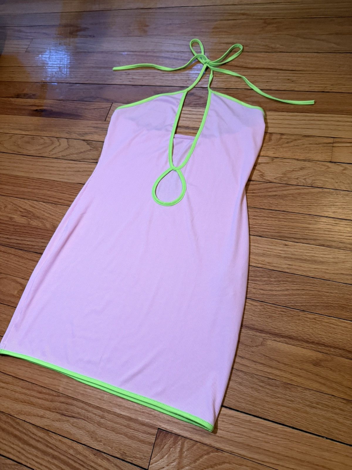 Dolls Kill Baby pink mini dress with neon trim Size L / US 10 / IT 46 - 1 Thumbnail