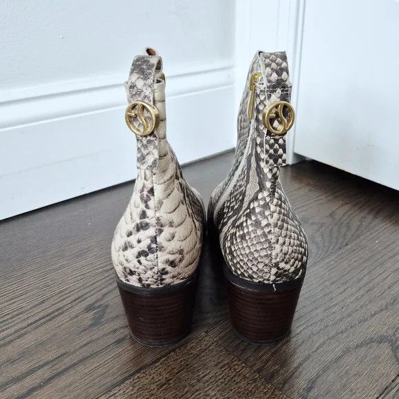 Franco Sarto Shay Cream/Brown Snakeskin Roccia Leather Ankle Boot Size US 10 / IT 40 - 5 Thumbnail