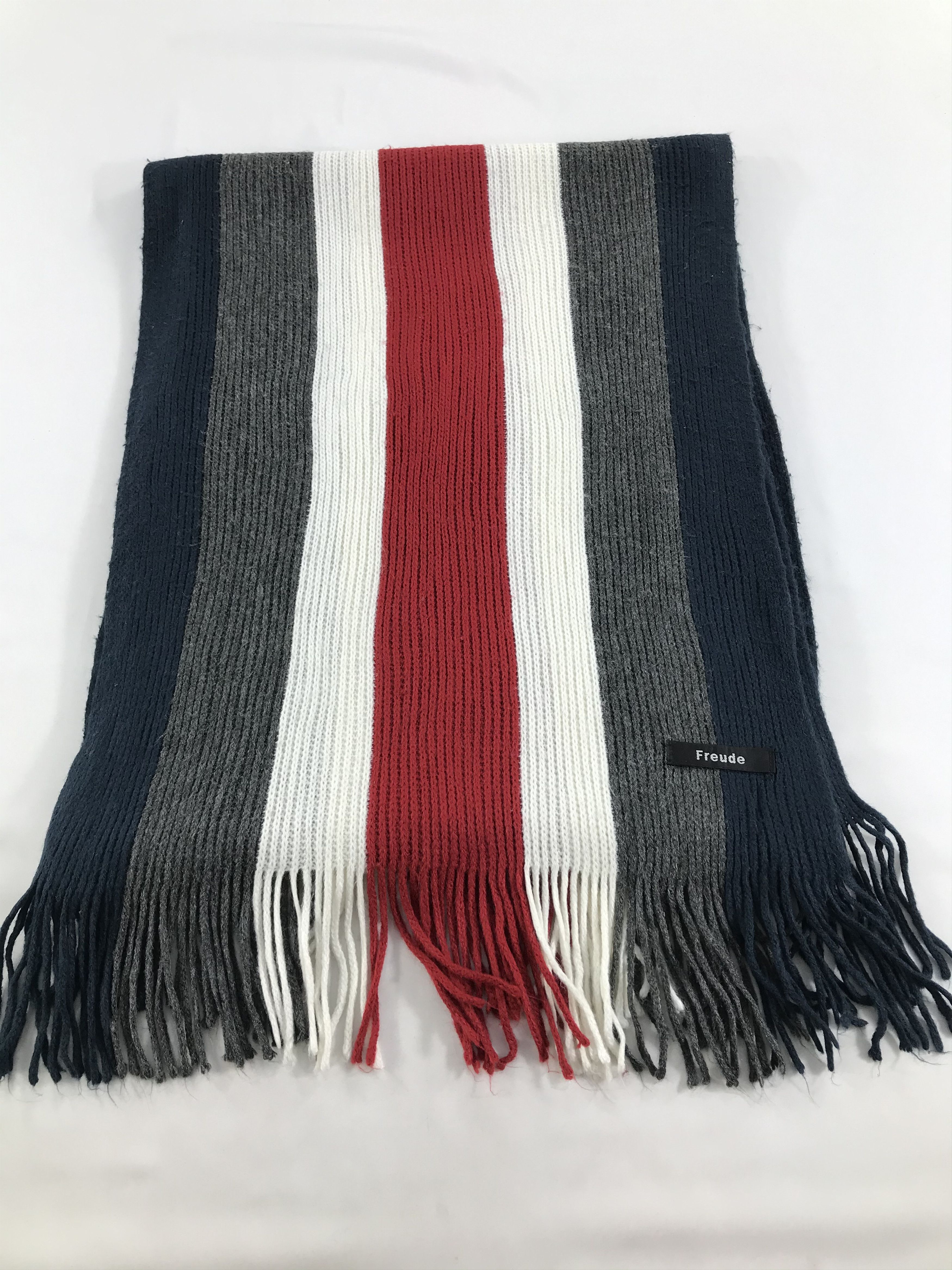 Vintage Freude Stripes Knit Wool Scarf Muffler V171 Size ONE SIZE - 2 Thumbnail