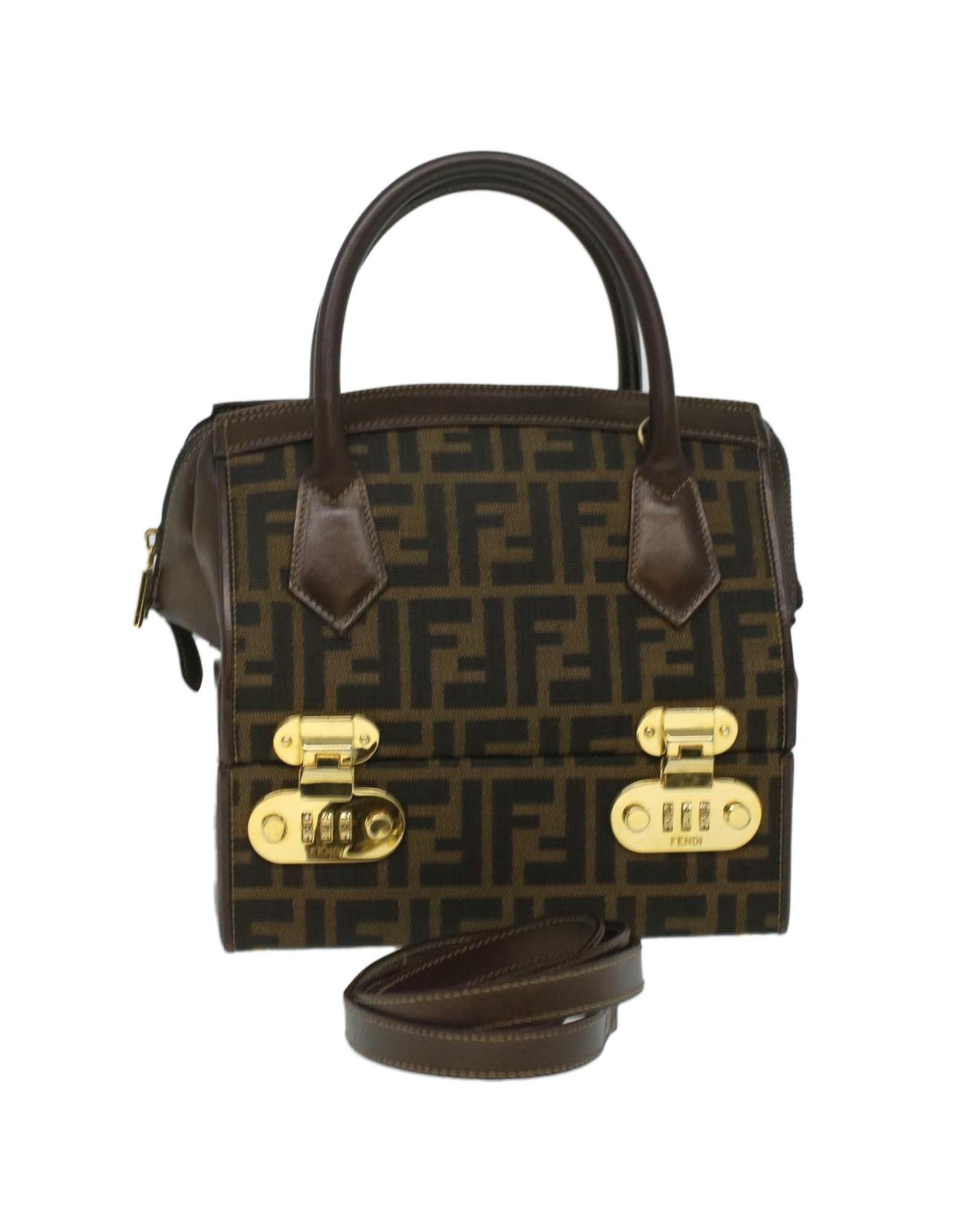 image of Fendi Zucca Canvas Hand Bag 2Way in Brown, Women's