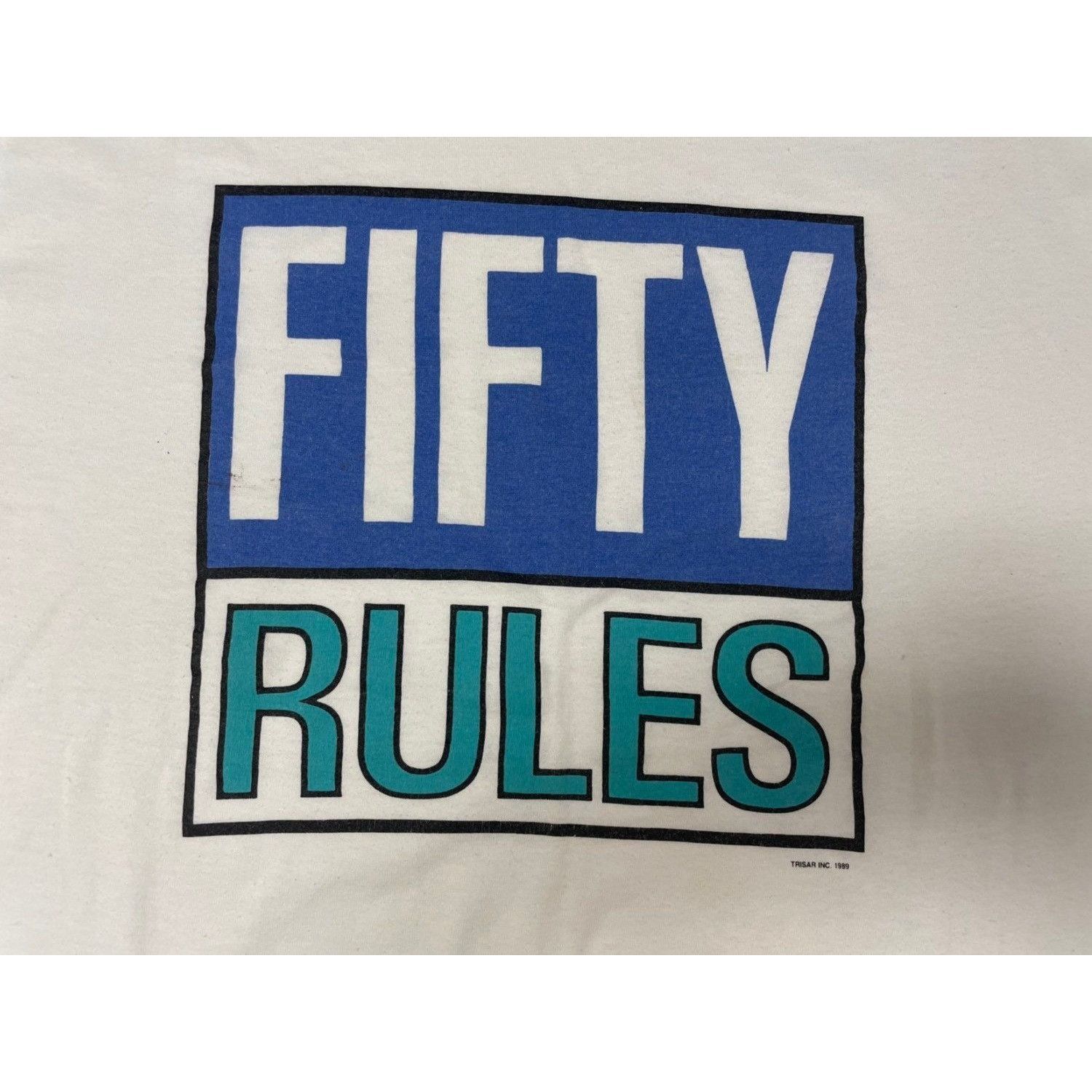 TEE JAYS 1989 Tee Jays White Graphic 80 90's FIFTY RULES T Shirt Size US XL / EU 56 / 4 - 4 Thumbnail