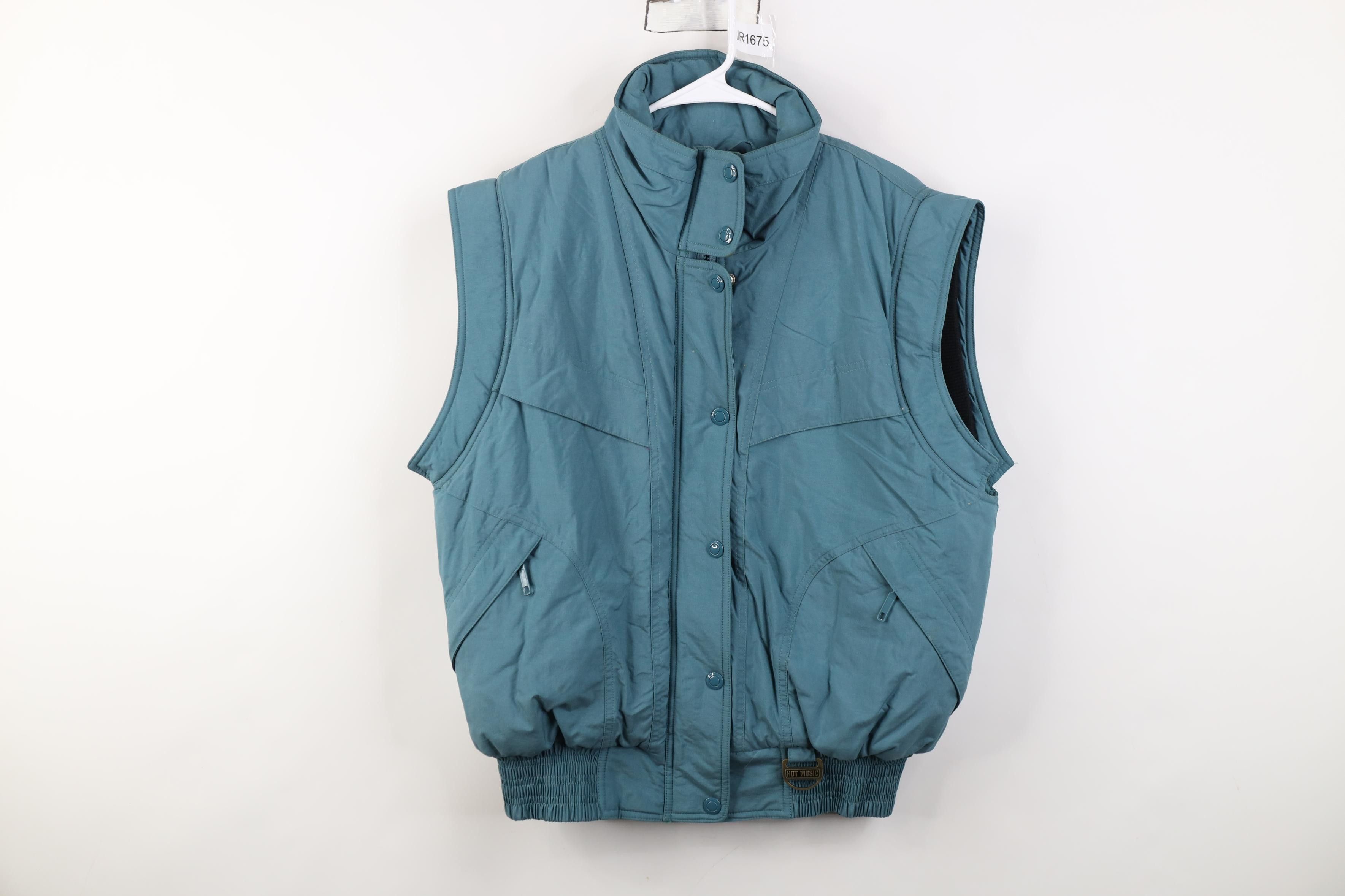 Vintage Vintage 90s Streetwear Full Zip Puffer Vest Jacket Teal Size L / US 10 / IT 46 - 1 Thumbnail