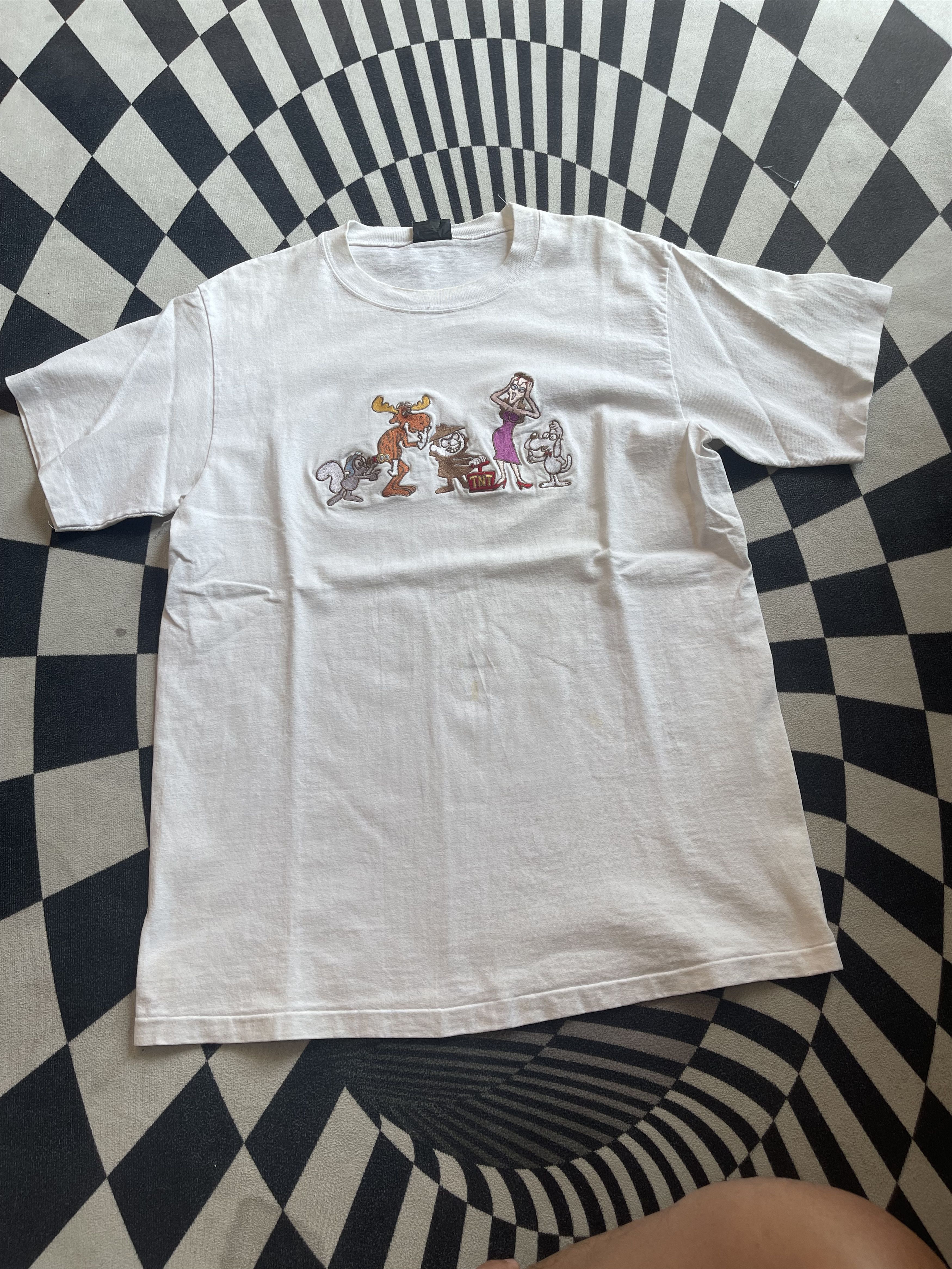 Vintage Vintage 90s Rocky and Bullwinkle Embroidered Changes T-Shirt Size US XL / EU 56 / 4 - 2 Thumbnail