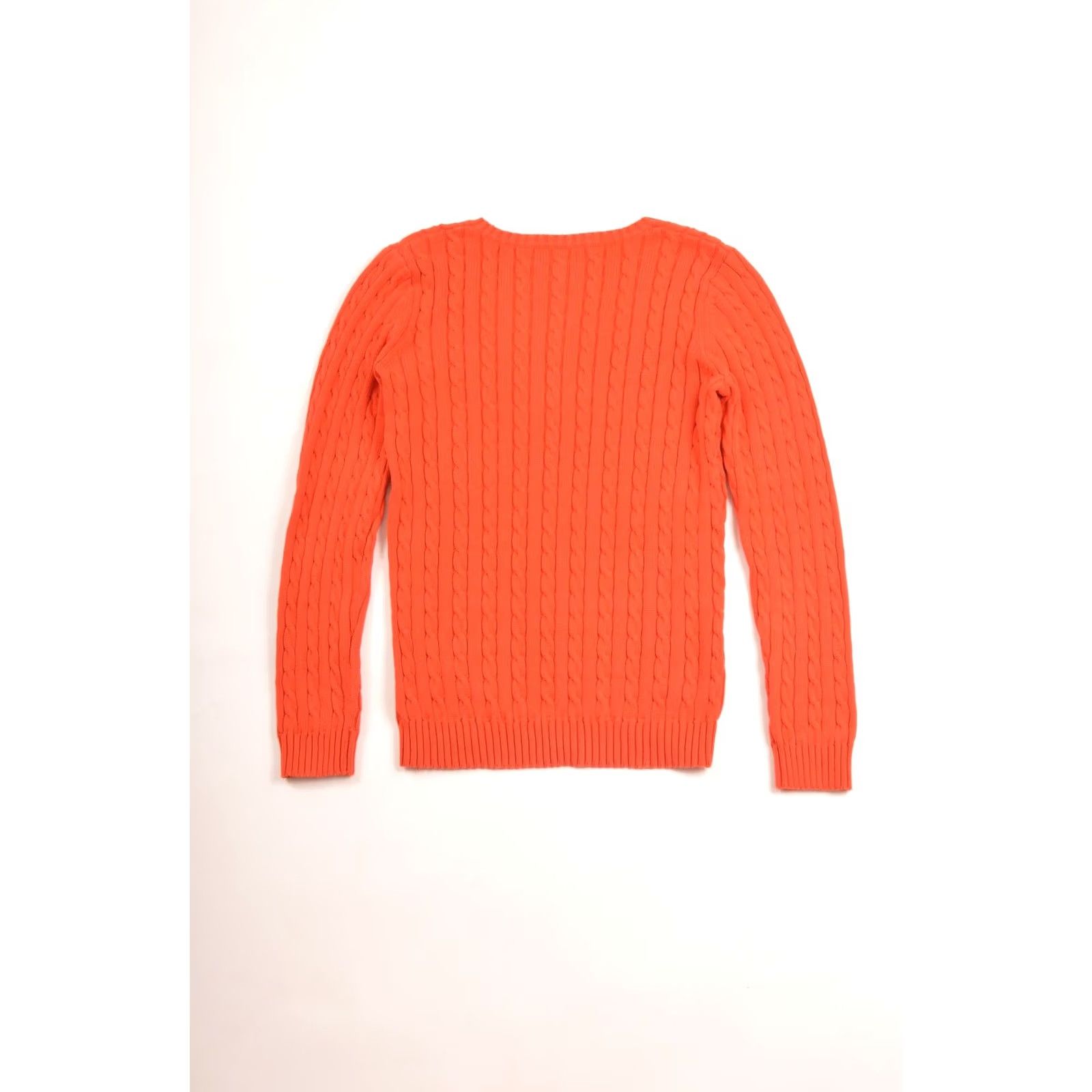 Ralph Lauren VINTAGE LRL Lauren Ralph Lauren Cable Knit Orange V-Neck Pullover Sweater Size S Womens Size S / US 4 / IT 40 - 6 Thumbnail