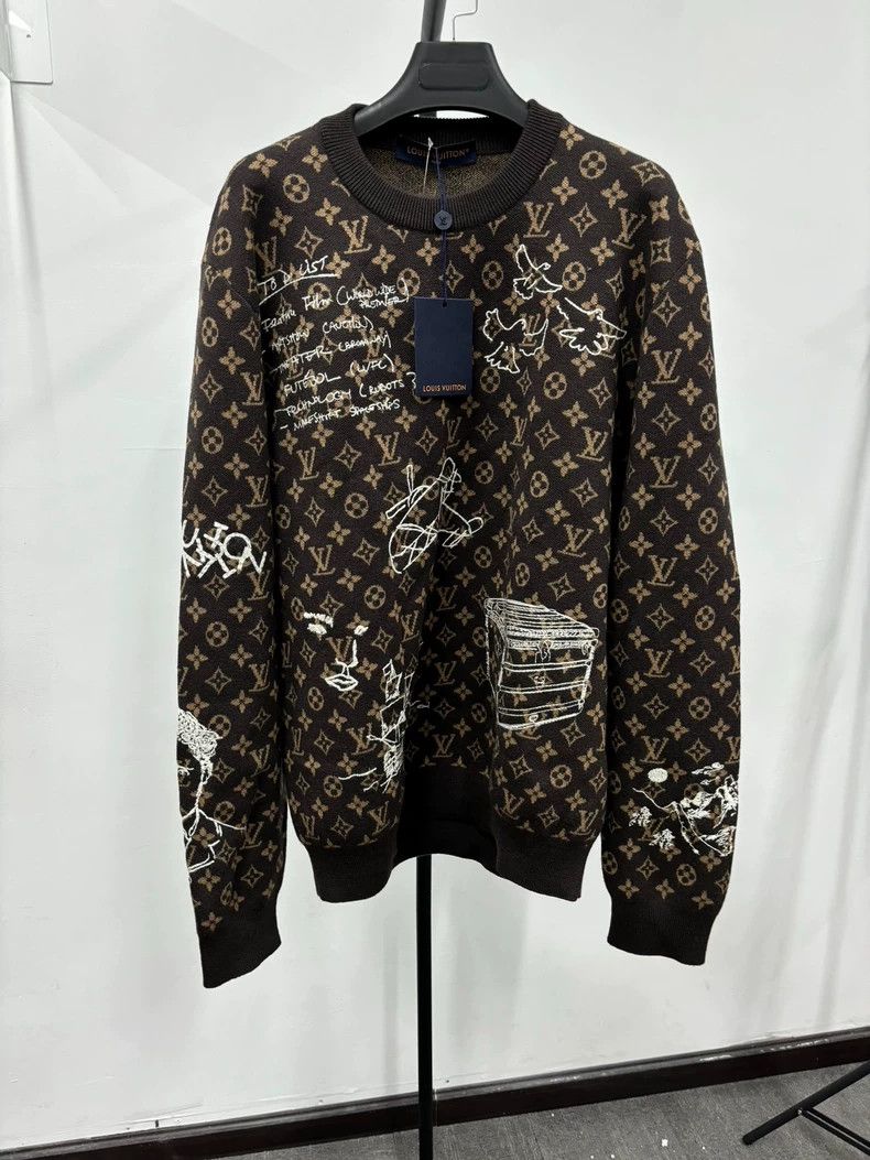 Louis Vuitton Louis Vuitton FW23 Logo Graffiti Full Print Crew Neck Long Size US XL / EU 56 / 4 - 1 Thumbnail