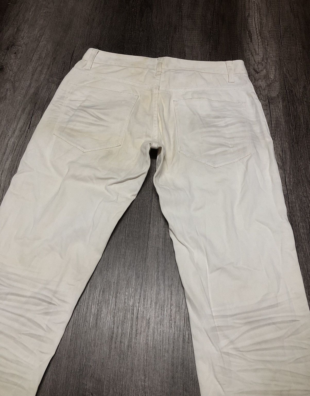 In The Attic × Japanese Brand In The Attic Homme White Slim Fit Distressed Jeans Size US 29 - 10 Thumbnail