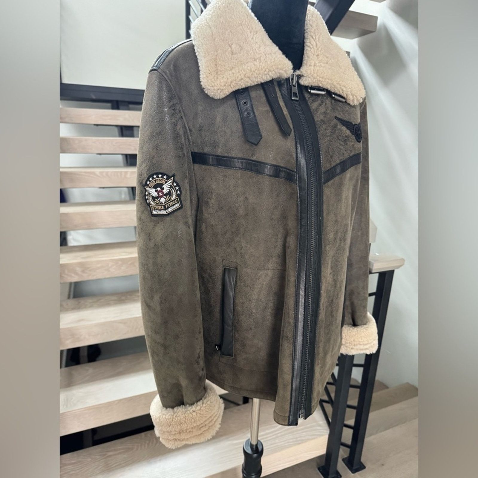 Other new Men's real fur Aviator Jacket with Shearling Trim L Size US L / EU 52-54 / 3 - 11 Thumbnail
