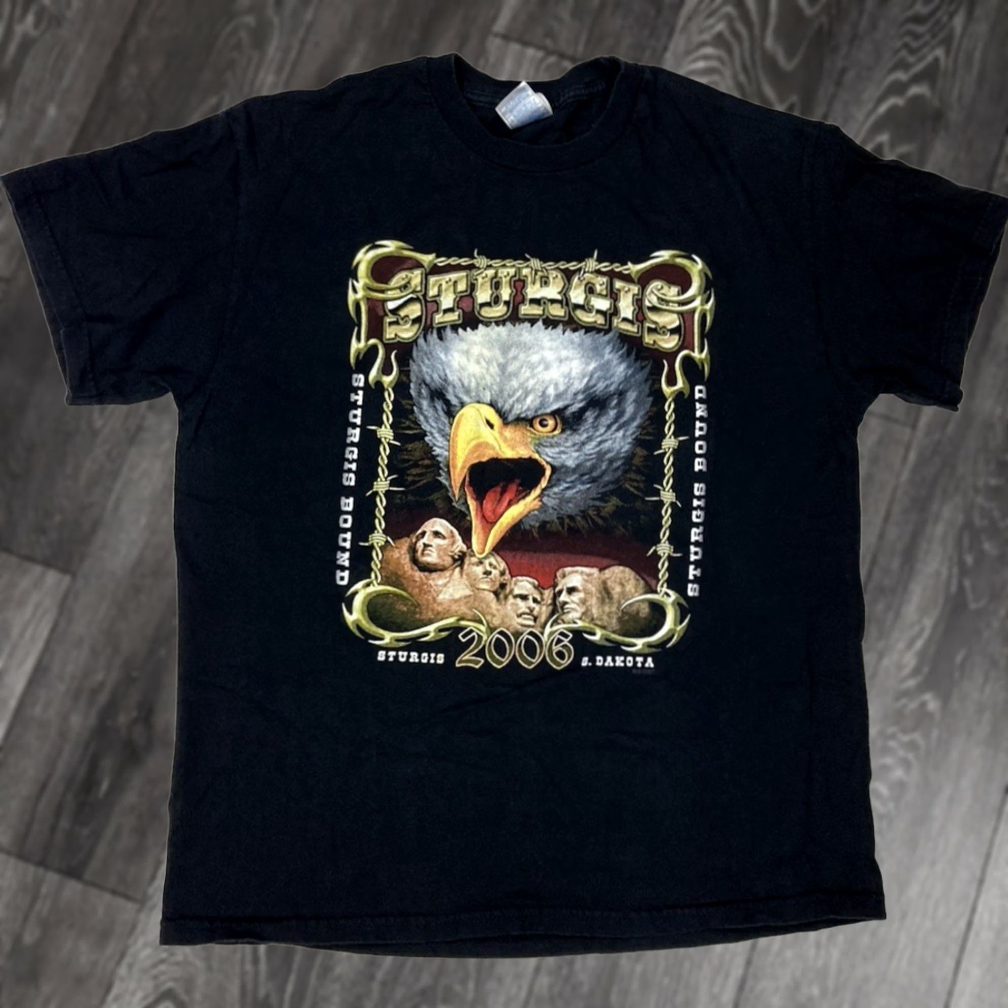 Vintage VINTAGE Sturgis Bound 2006 Eagle Graphic T-shirt Men Large Black Short Sleeve Size US L / EU 52-54 / 3 - 1 Thumbnail