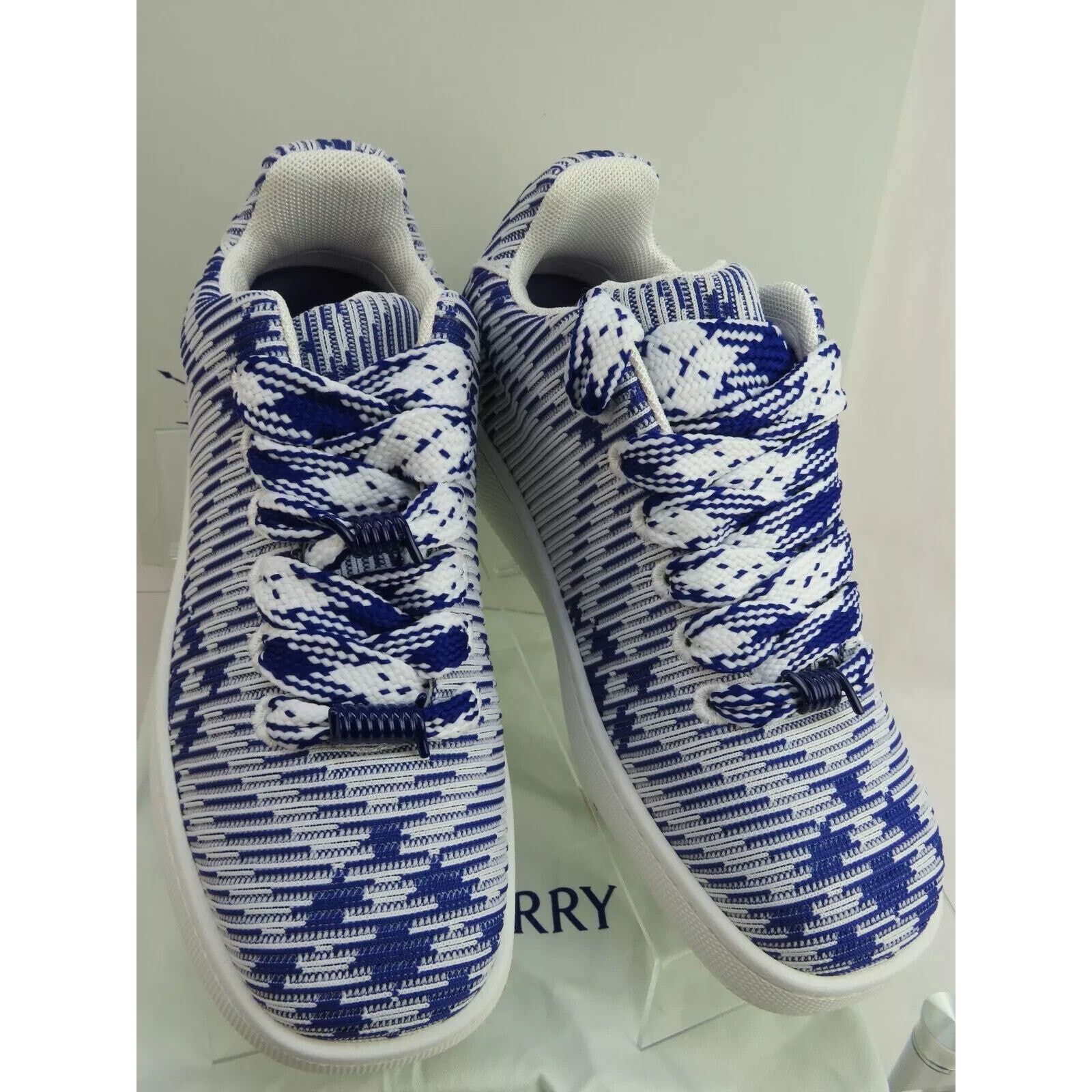 Burberry BURBERRY BOX BLUE CHECK CANVAS LOGO SNEAKERS 9.5 US 42.5 IT Size US 9.5 / EU 42-43 - 6 Thumbnail