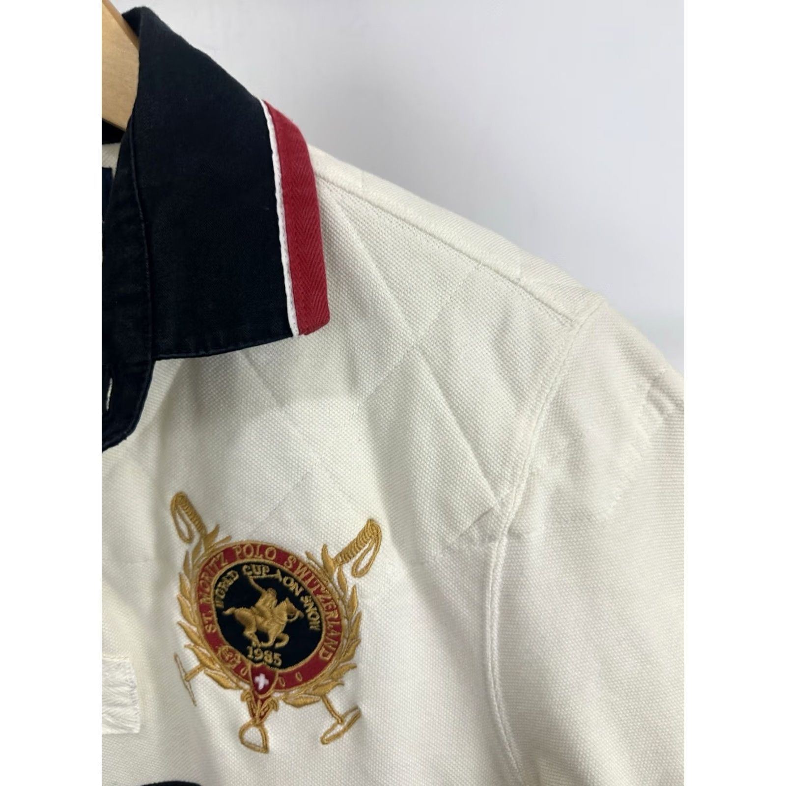 Polo Ralph Lauren VTG 90s Polo Ralph Lauren Crest Moritz Switzerland Padded Shoulder Rugby Shirt S Men White Polo Ralph Lauren Shirt Rugby Moritz St Moritz 90s Mens S Size US S / EU 44-46 / 1 - 5 Thumbnail