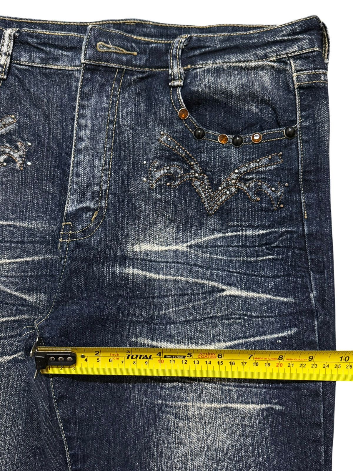If Six Was Nine Vintage Y2K Japanese Brand Faded Wash Whisker Wide Leg Flare Size 30" / US 8 / IT 44 - 12 Thumbnail