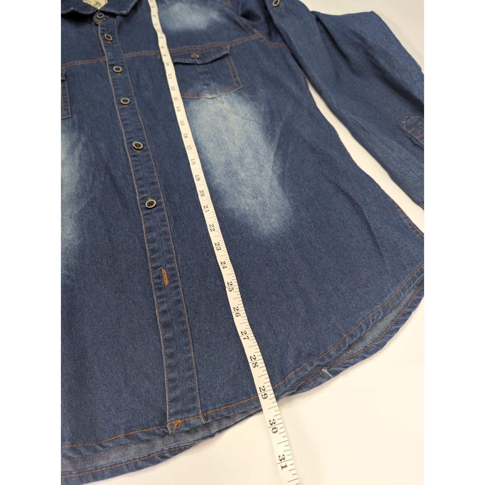 Doublet VINTAGE Denim Chambray Shirt XL Blue Button Up Roll Tab Double Pocket Long Sleeve Cotton Size US XL / EU 56 / 4 - 6 Thumbnail