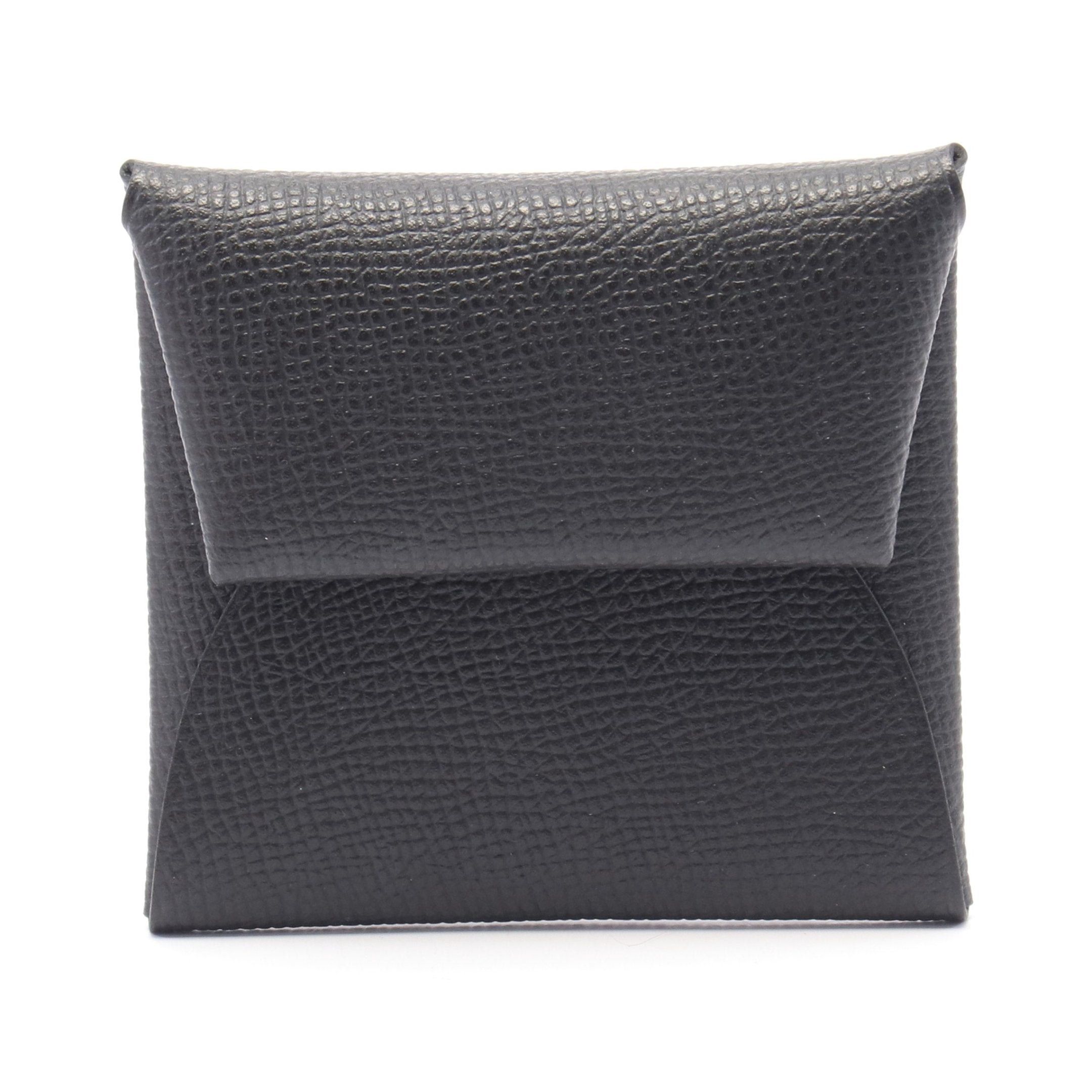 Hermes Bastia Coin Purse Veau Epsom Black Silver Hardware, Women's