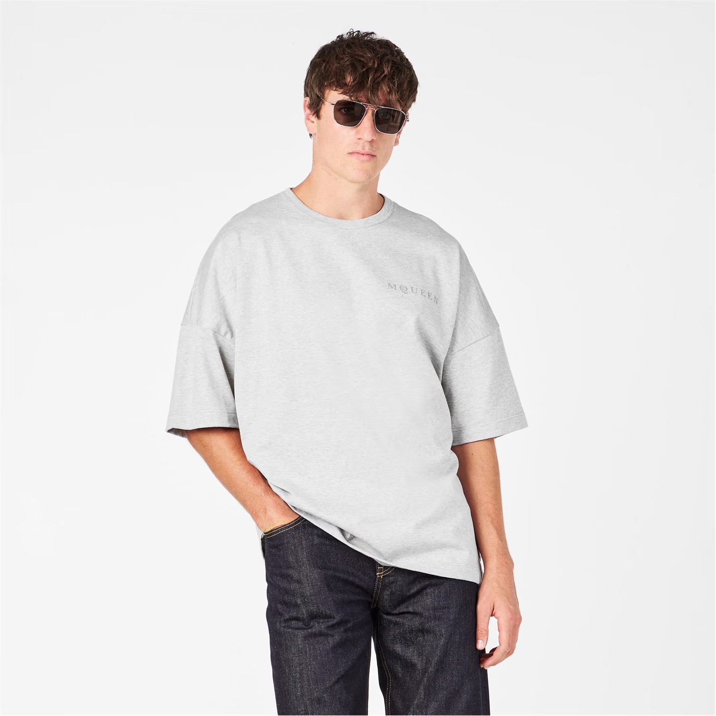 Alexander McQueen o1g2r1mq0326 Cotton Oversized T-Shirt in Grey Size US M / EU 48-50 / 2 - 4 Thumbnail