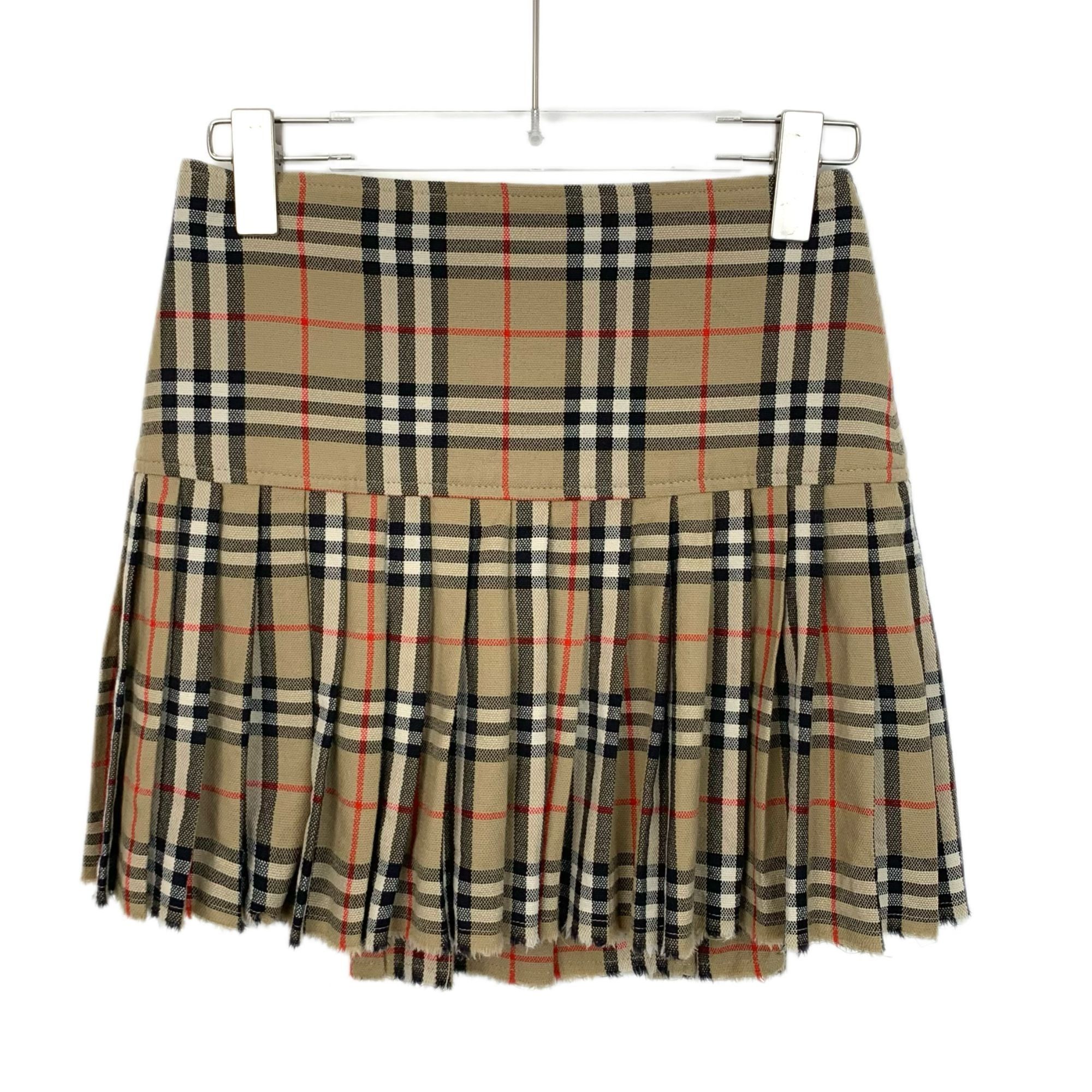 Burberry Burberry Beige Nova Check Wool Pleated Mini Skirt With Buckl Size XS / US 0-2 / IT 36-38 - 2 Thumbnail