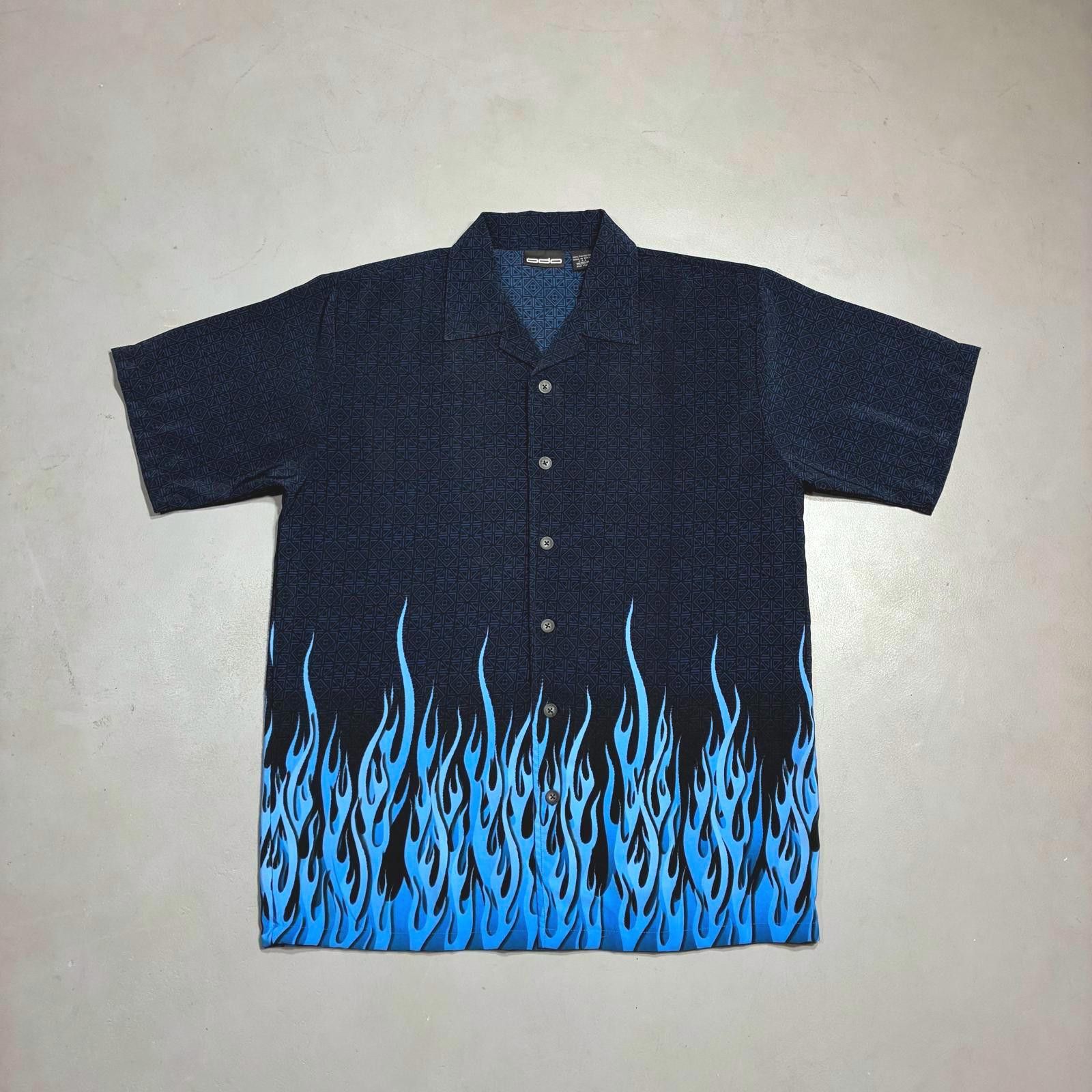 Other Vintage Y2K Tribal Flames Shirt Blue Men's Medium Button Up Size US M / EU 48-50 / 2 - 1 Thumbnail