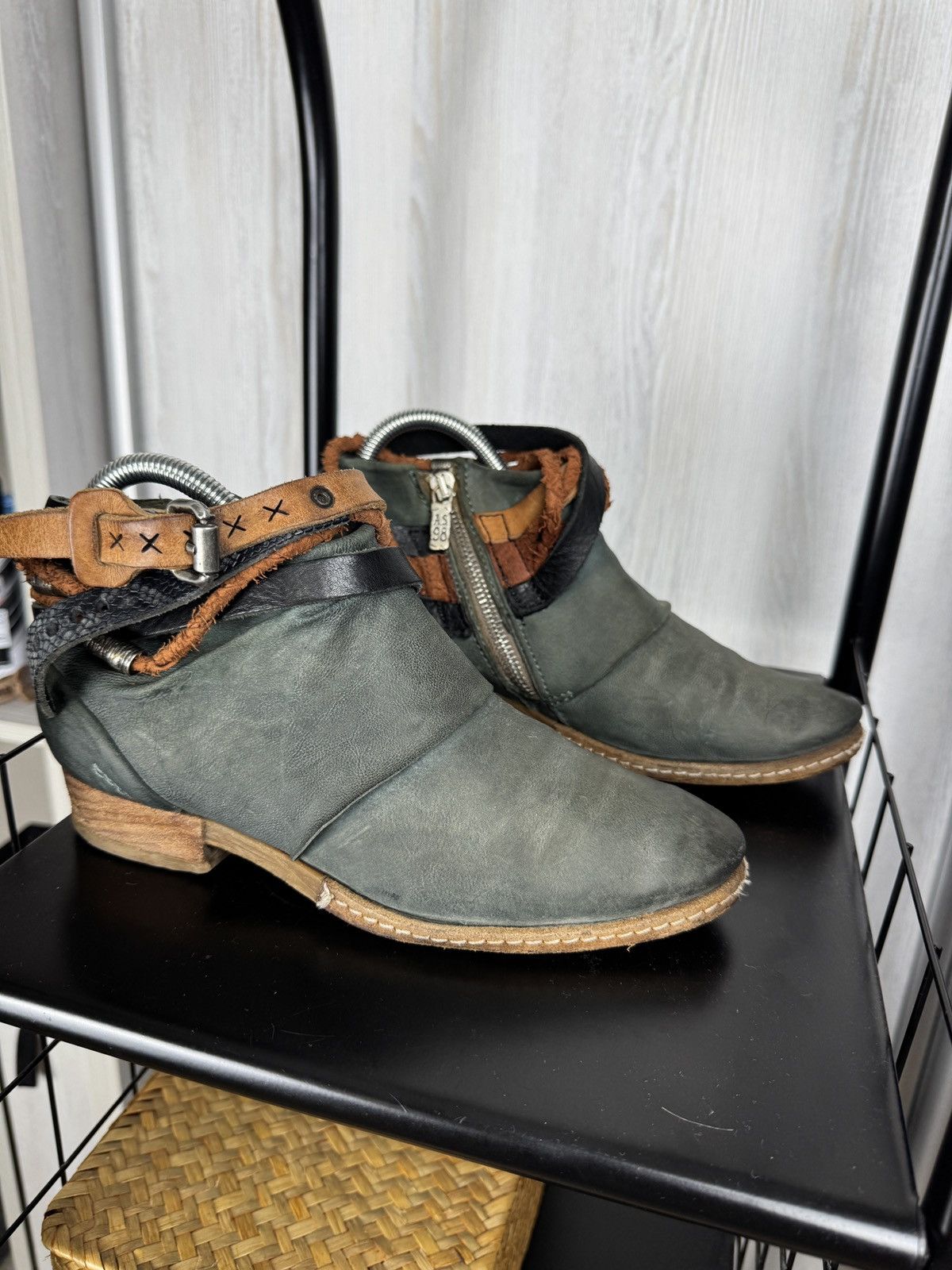 A.S.98 A.S 98 Boots Leather Women's Shoes Sage-Green Avant Garde Size US 7 / IT 37 - 3 Thumbnail