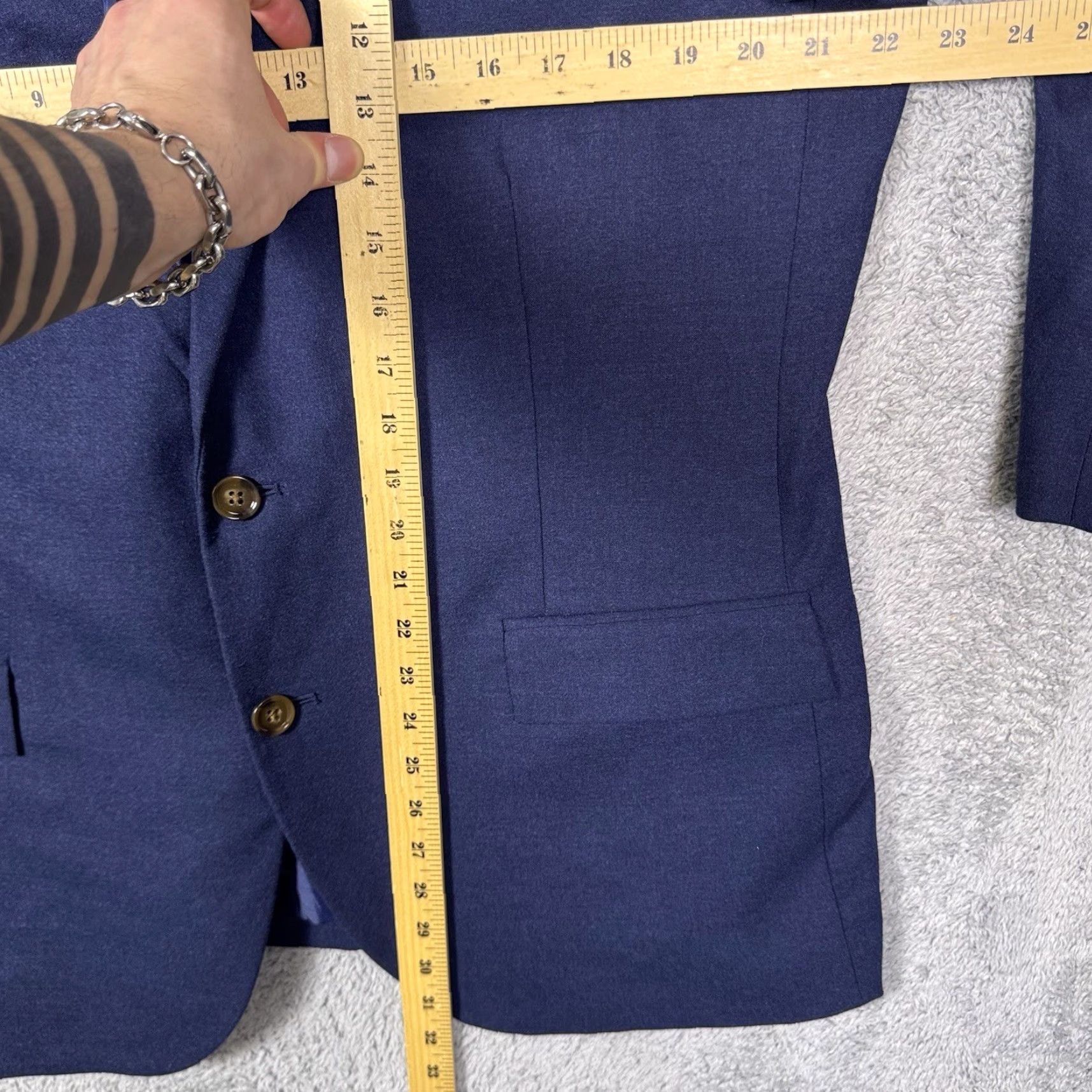 J.Crew J.CREW Thompson Flex Wool Blazer Mens 44R Sport Coat 2 Button Preppy Blazer Jacket Blue Men's Regular Wool Blazer Size 44R - 7 Thumbnail
