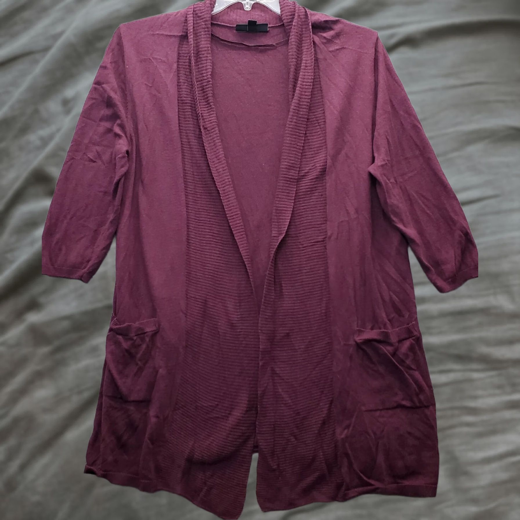Vintage Lane Bryant Cardigan Sweater Womens 10/12 Purple Knitted 3/4 Sleeve Open Front Cardigan Size L / US 10 / IT 46 - 1 Thumbnail
