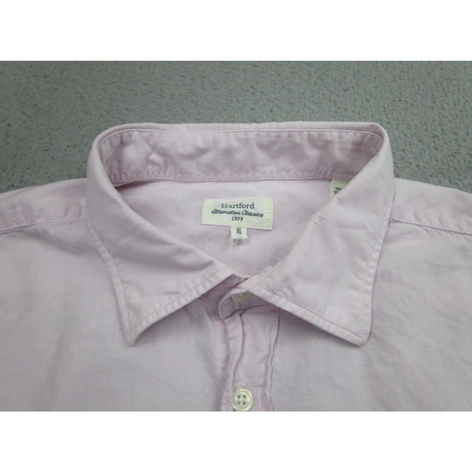 Hartford Hartford Shirt Mens XL Pink Lightweight Cotton Button-Up Casual Workwear Stains Size US XL / EU 56 / 4 - 3 Thumbnail