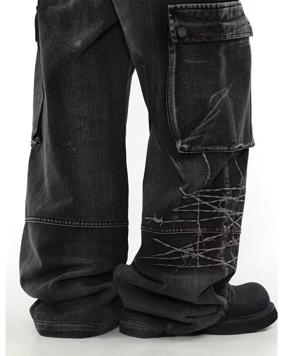 Designer × Jean × Vintage Y2K Vintage Streetwear Distressed Baggy Cargo Jeans Size US 33 - 8 Thumbnail