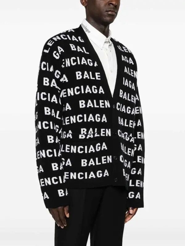 Balenciaga o1tr1nto0526 All-Over Cardigan in Black/White Size US XL / EU 56 / 4 - 3 Thumbnail