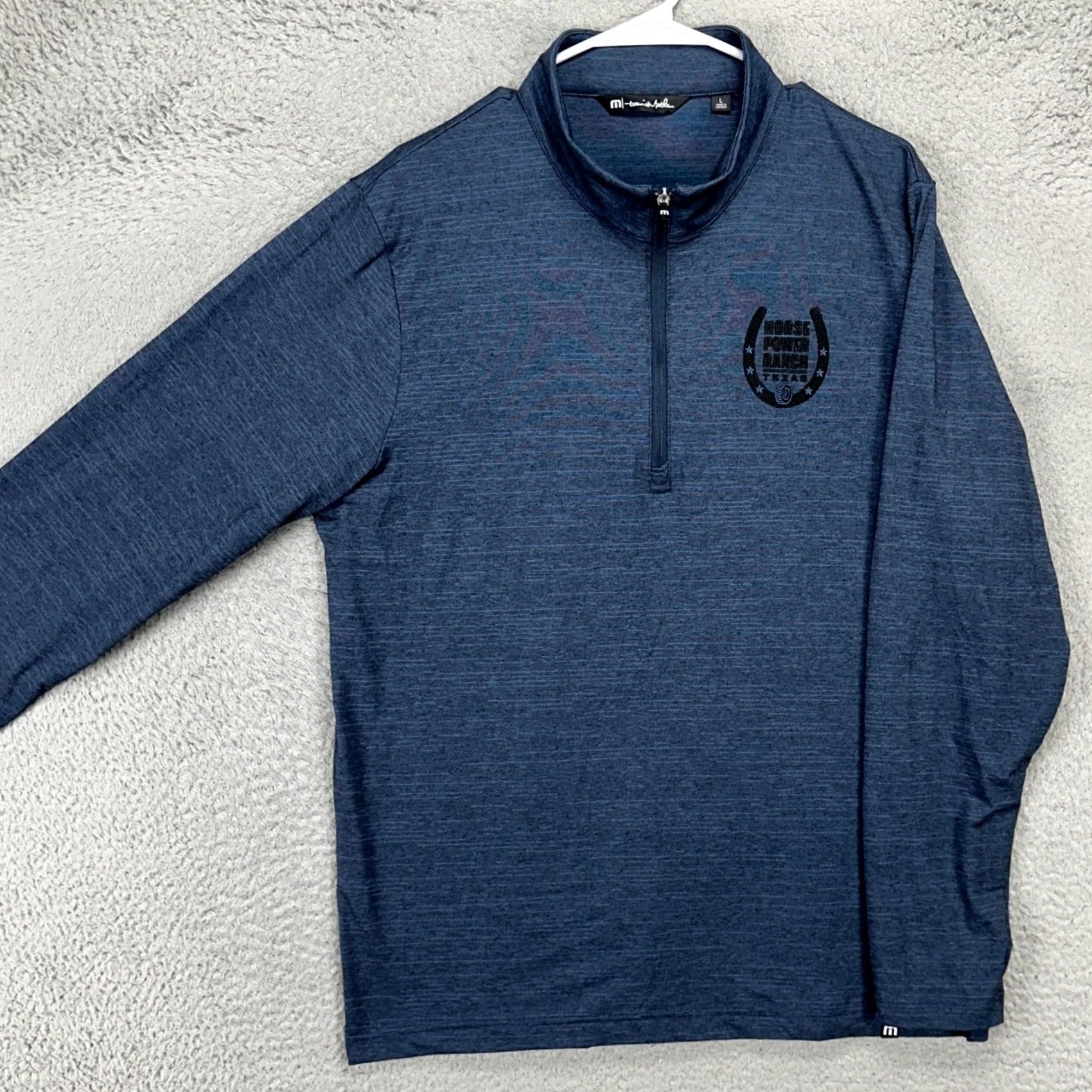 TravisMathew Travis Mathew Mens Pullover Shirt Large Navy Blue Quarter Zip Athletic Stretch Size US L / EU 52-54 / 3 - 2 Thumbnail