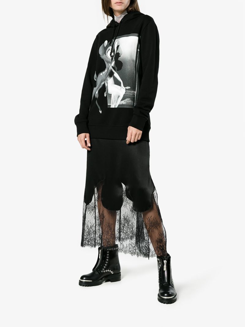 Givenchy Black Monochrome Bambi Hoodie Size XS / US 0-2 / IT 36-38 - 3 Thumbnail