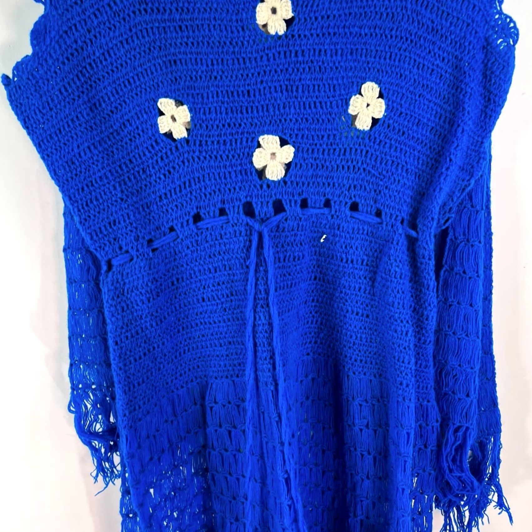 Vintage VINTAGE Flowers Dress Sleeveless Floral Blue Knit Shawl Size L Womens Size L / US 10 / IT 46 - 3 Thumbnail