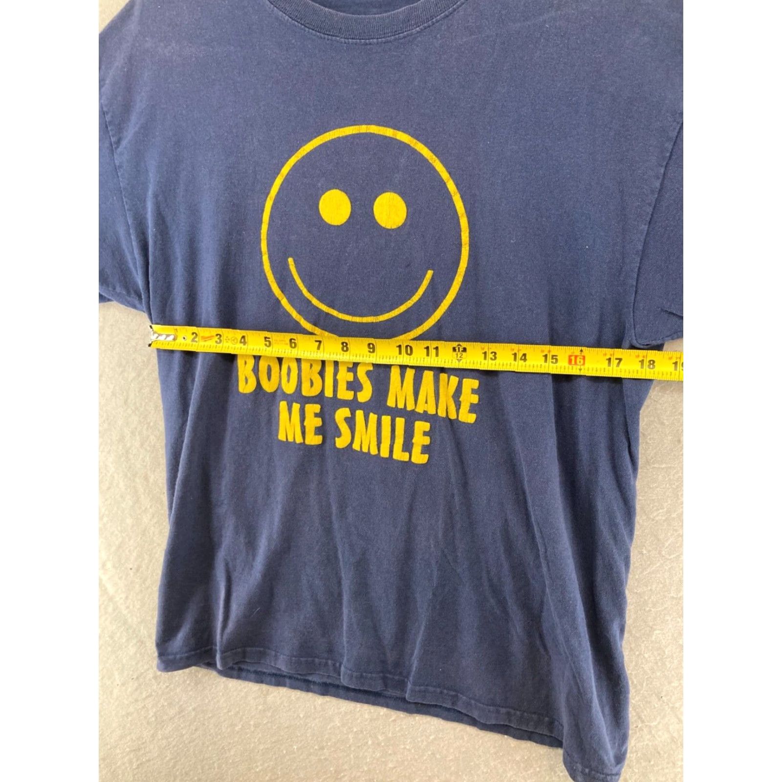 Vintage Boobies Make Me Smile Mens Shirt S Blue Crew Neck Short Sleeve T-Shirt Cotton Blend Jersey Mens Shirt Smilie Face 90s Classic Funny Sports Size US S / EU 44-46 / 1 - 2 Thumbnail