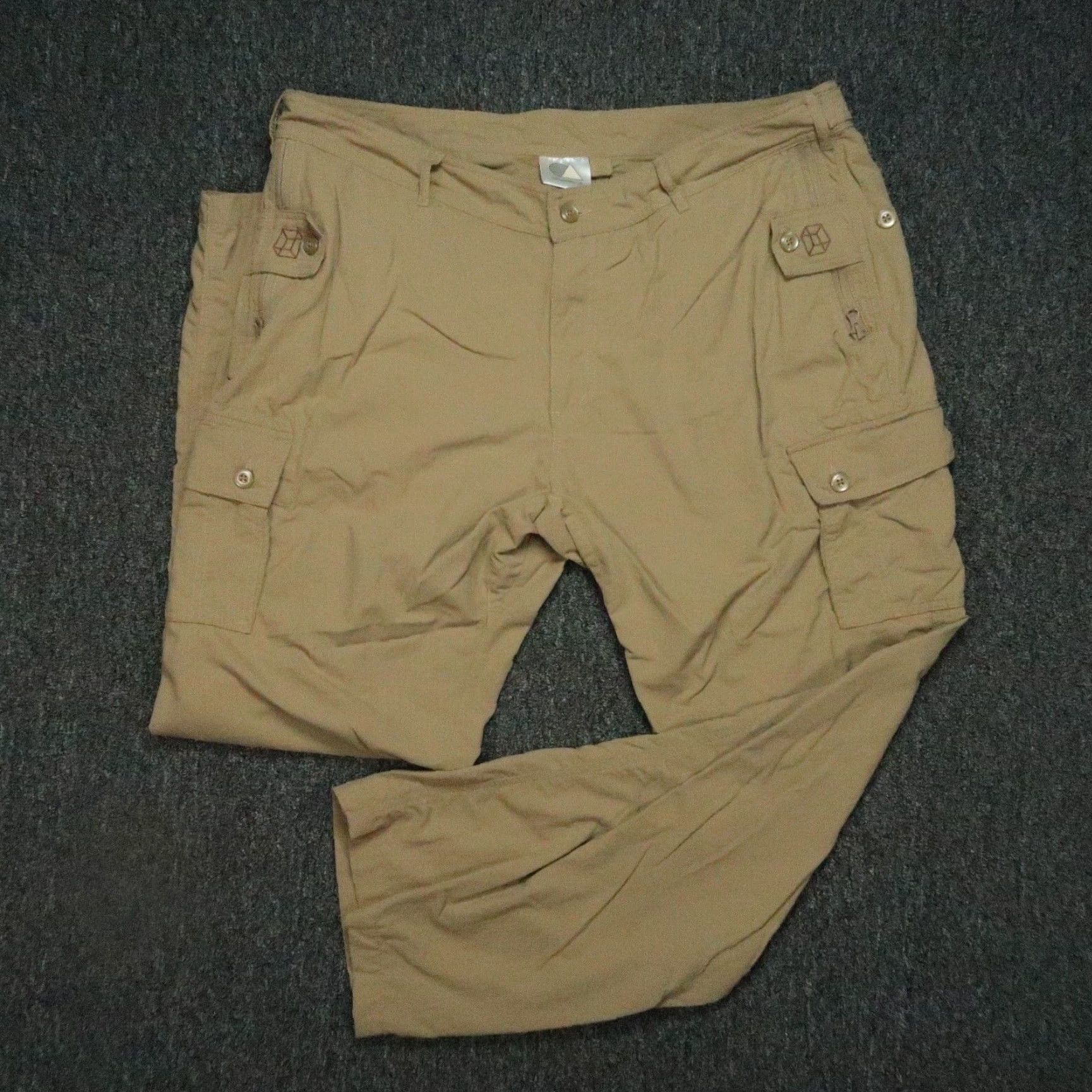 Vintage Clothing Arts Pants Men 40x32 Khaki Tan Cargo Pockets Zip Flat Front Nylon Beigish 40x32 Regular Mens Size US 40 / EU 56 - 2 Thumbnail