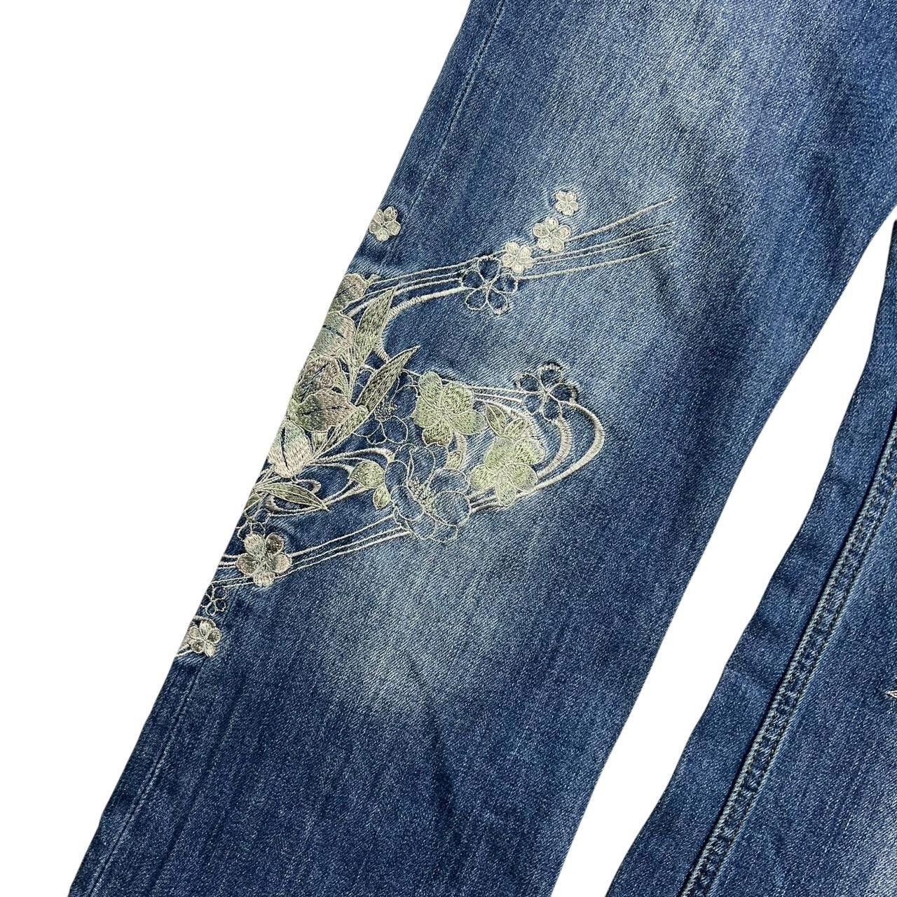 Karakuri Tamashii Women’s Karakuri Tamashii Embroidered Floral Jeans Waist 33 Size 33" - 4 Thumbnail