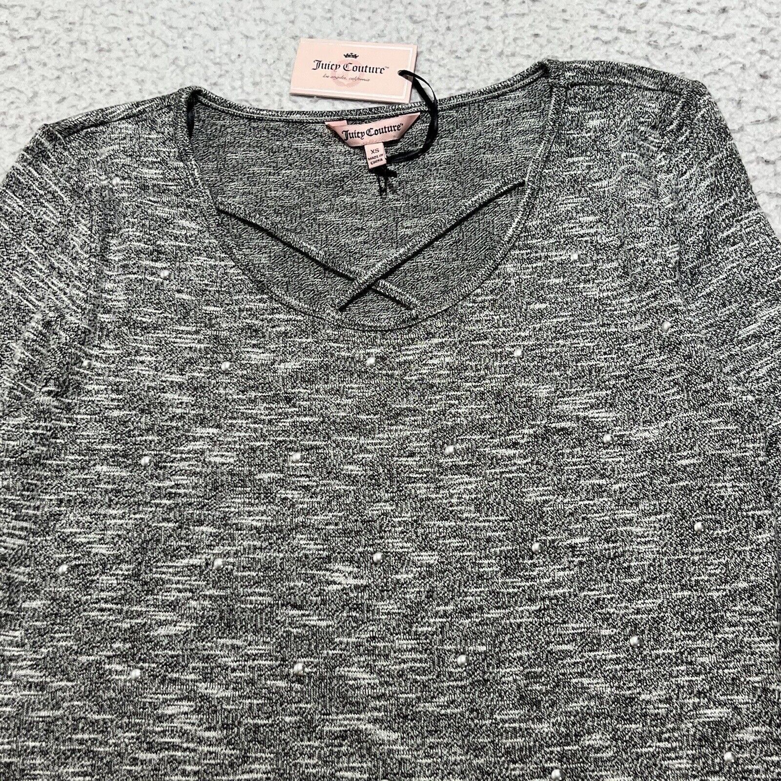 Juicy Couture Juicy Couture Criss Cross Embellished Long Sleeve Top Shirt Size XS / US 0-2 / IT 36-38 - 2 Thumbnail