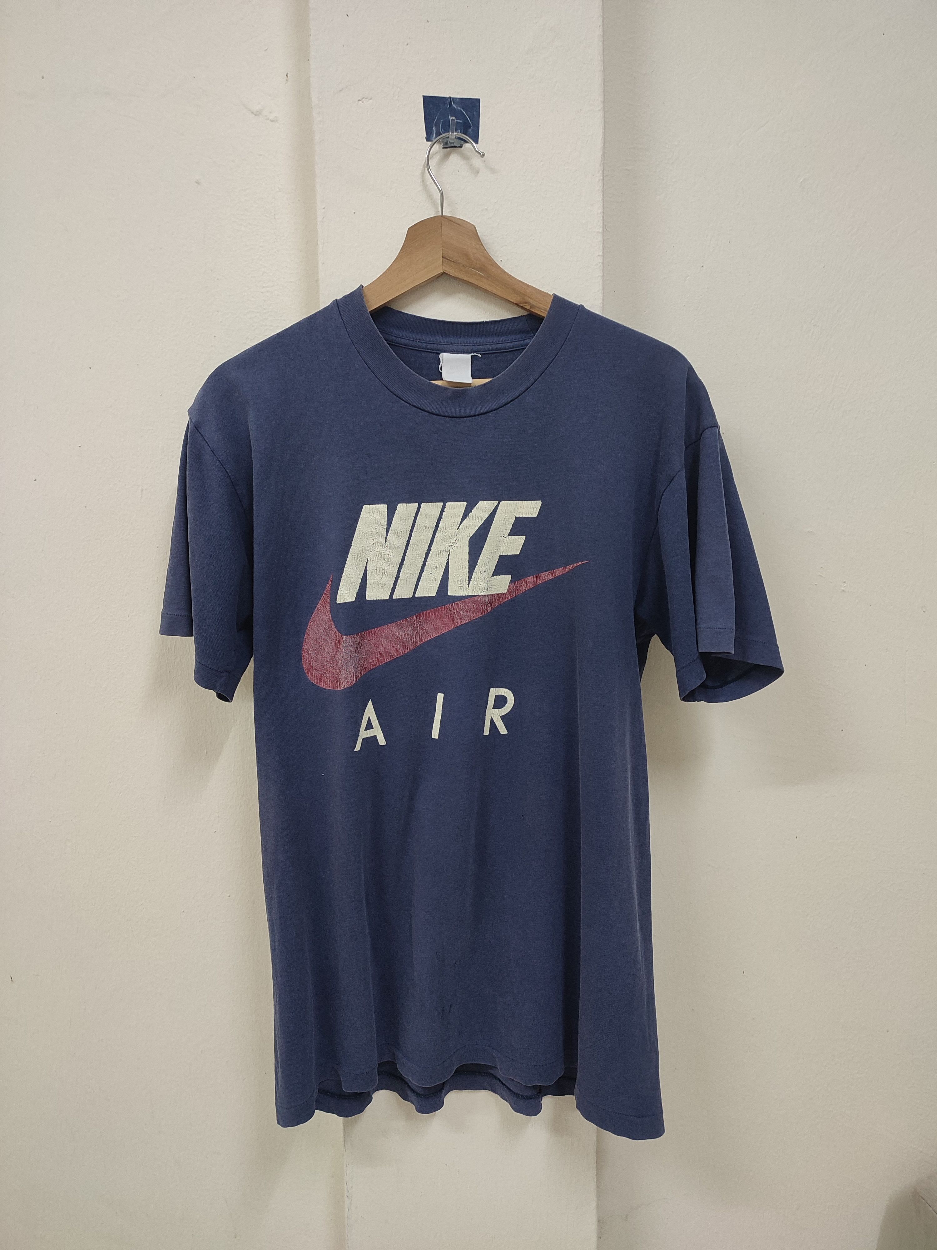image of 1990X Clothing x Nike Crazy True Vintage Sunfaded Nike Air Big Swoosh Shirt in Navy Blue (Size Medi