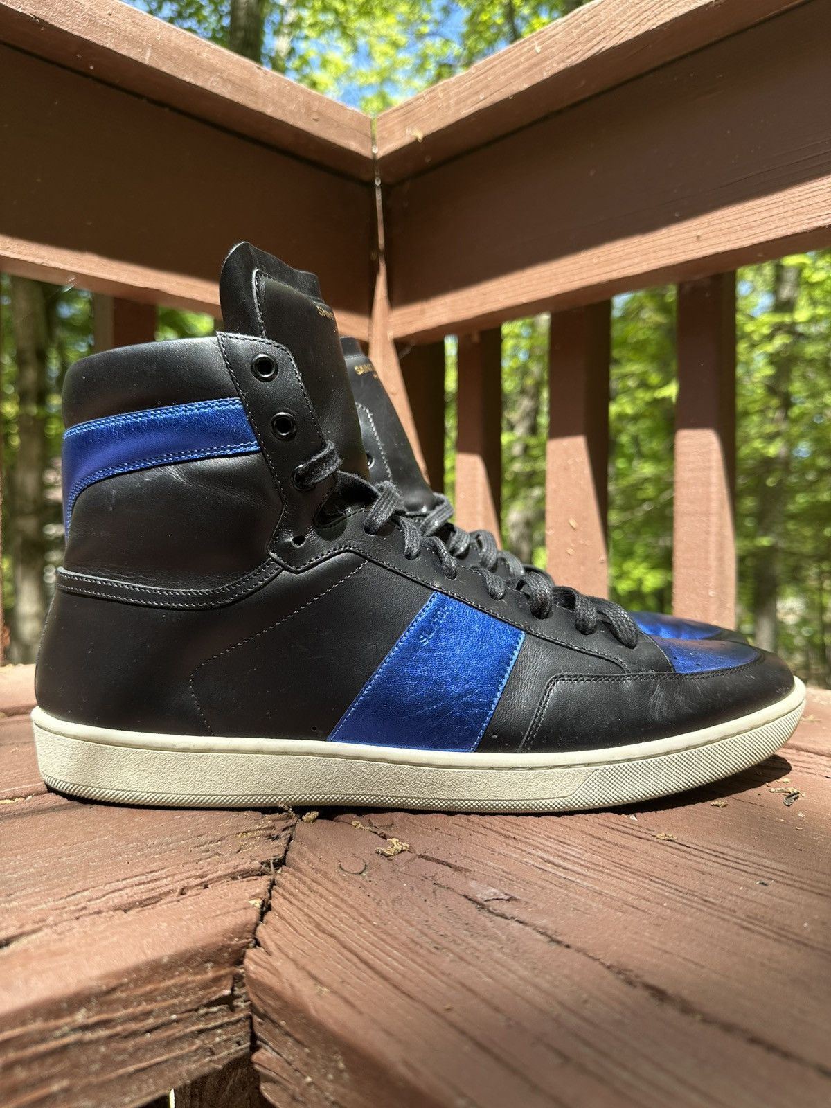Saint Laurent Paris 2010s Saint Laurent SL/10H Royal Blue Hightop Sneakers Size US 13 / EU 46 - 2 Thumbnail
