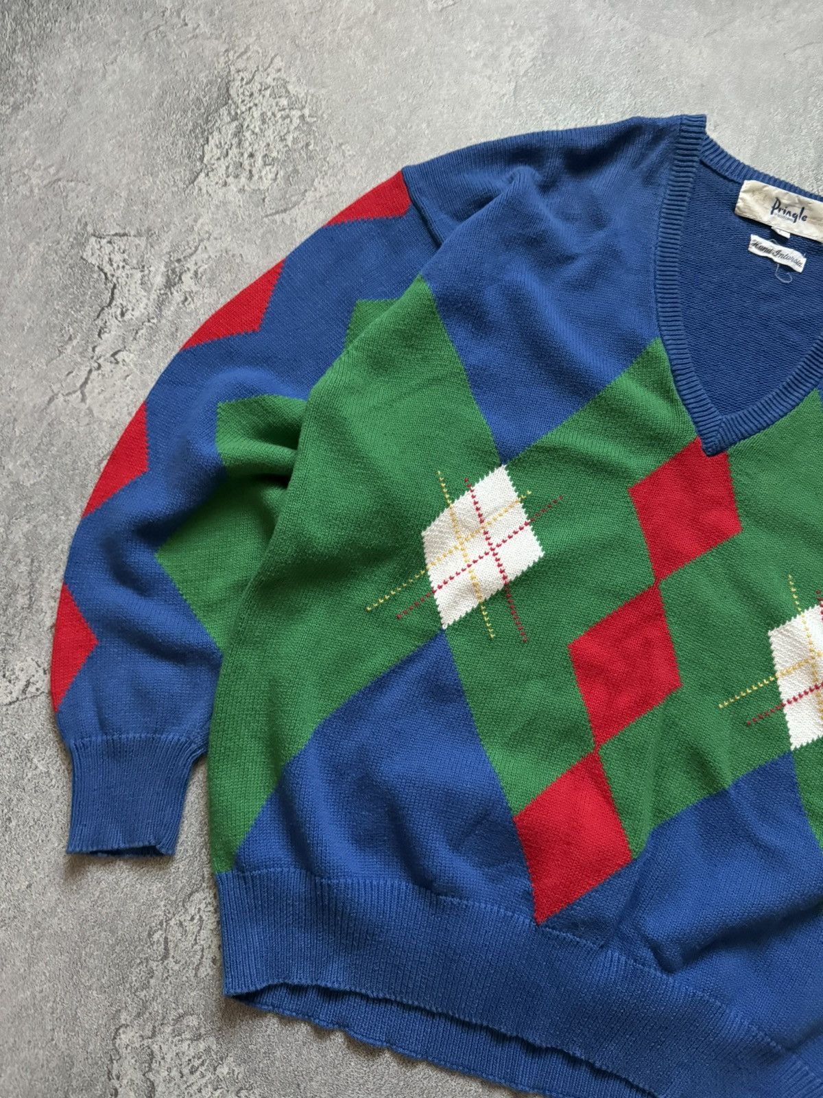 Designer × Pringle Of Scotland × Vintage Pringle of Scotland 🏴󠁧󠁢󠁳󠁣󠁴󠁿 checkered sweater jumper knitwear vntg Size US L / EU 52-54 / 3 - 5 Thumbnail
