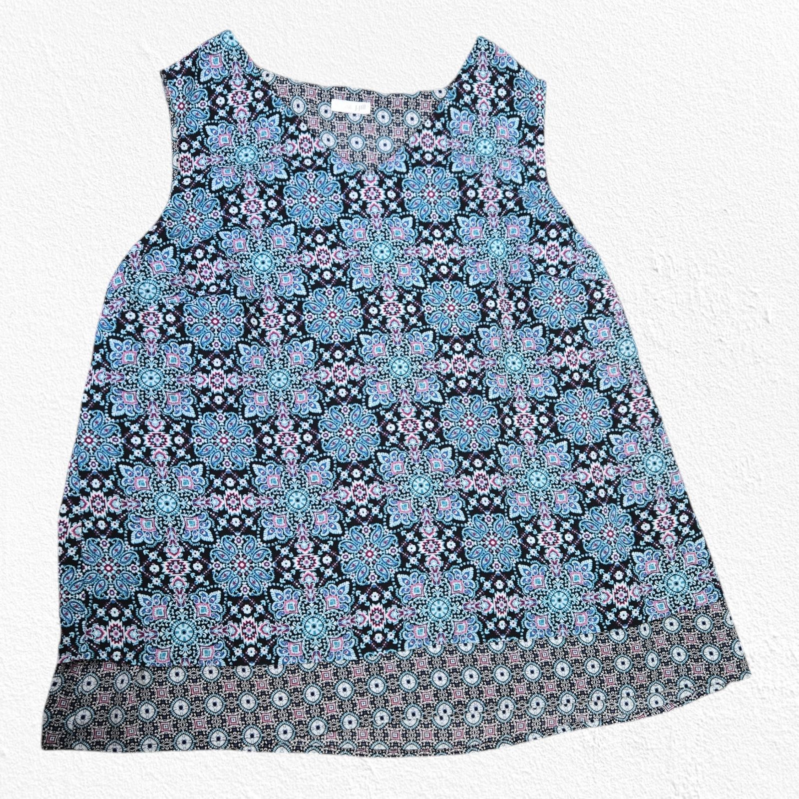 Other Blue Black Geometric Sleeveless V Neck Blouse Size XL Size XL / US 12-14 / IT 48-50 - 2 Thumbnail