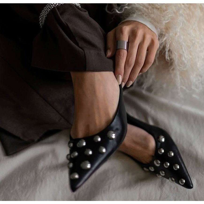 Zara Zara Studded Pointed Toe Slingback Kitten Heels NWT Size US 8 / IT 38 - 8 Thumbnail