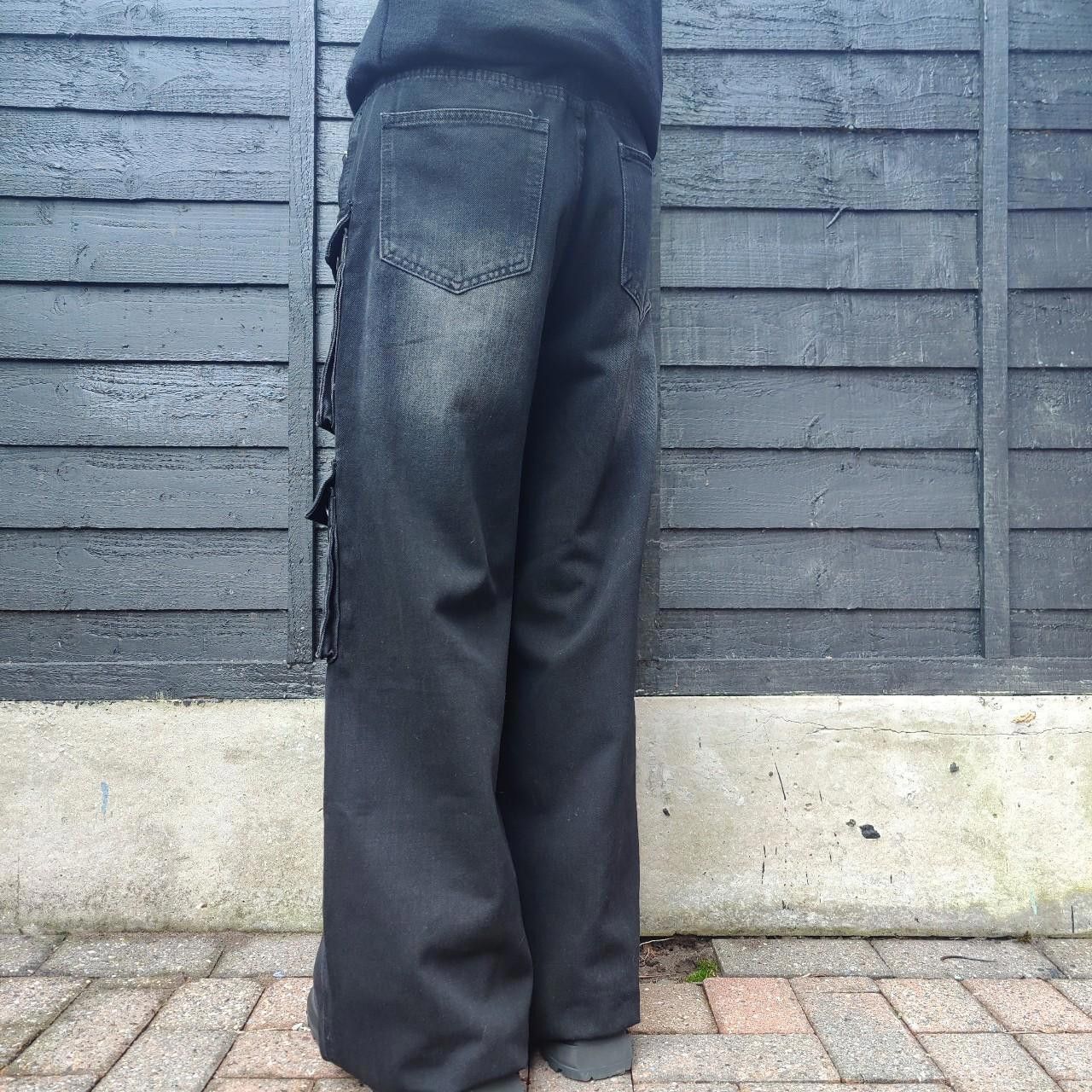 Other Black Faded Wide Leg Quad Cargo Jeans Size US 32 / EU 48 - 6 Thumbnail