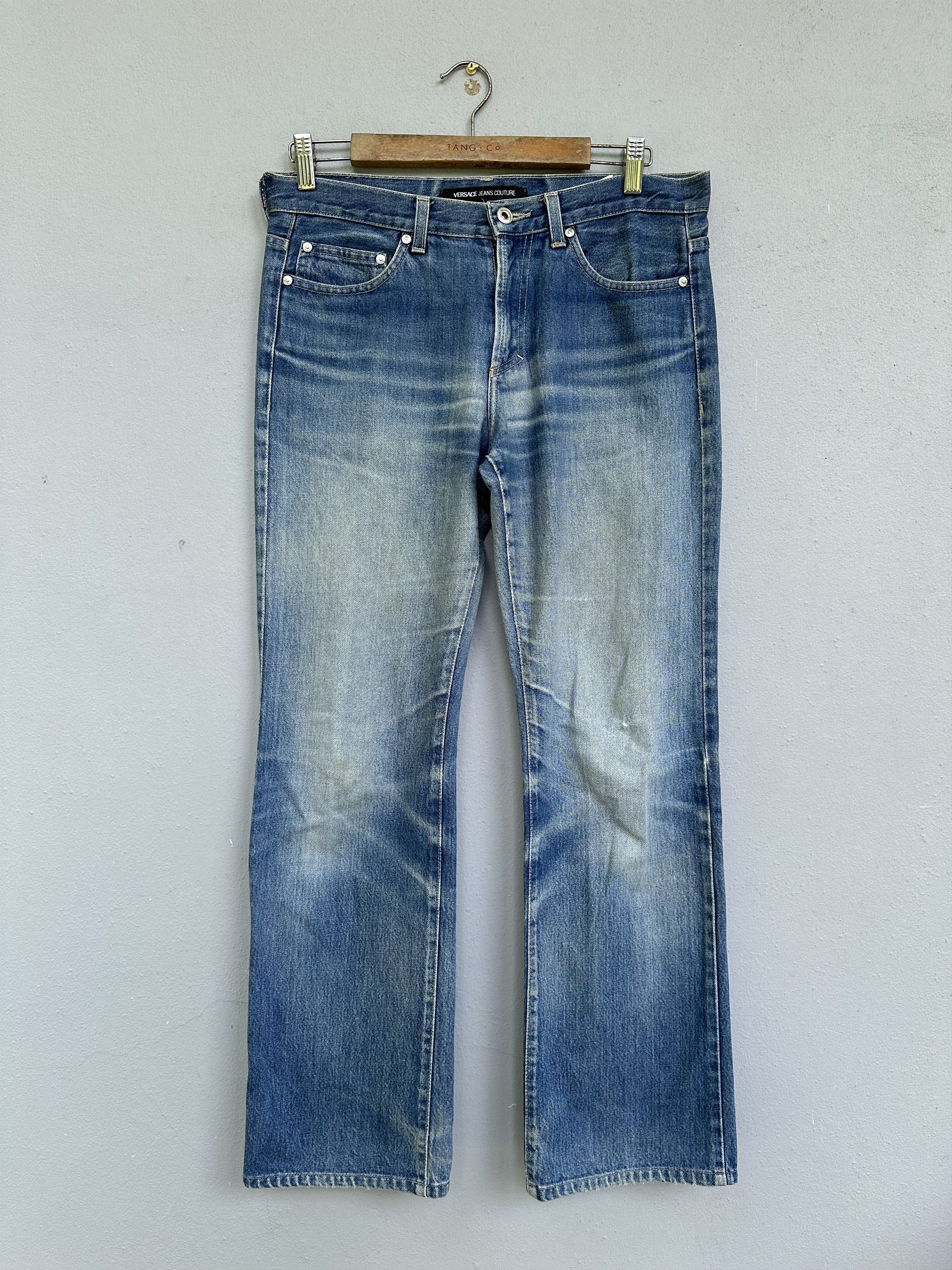 image of Vintage 90's Versace Jeans Couture Distressed Denim Jeans, Men's (Size 31)