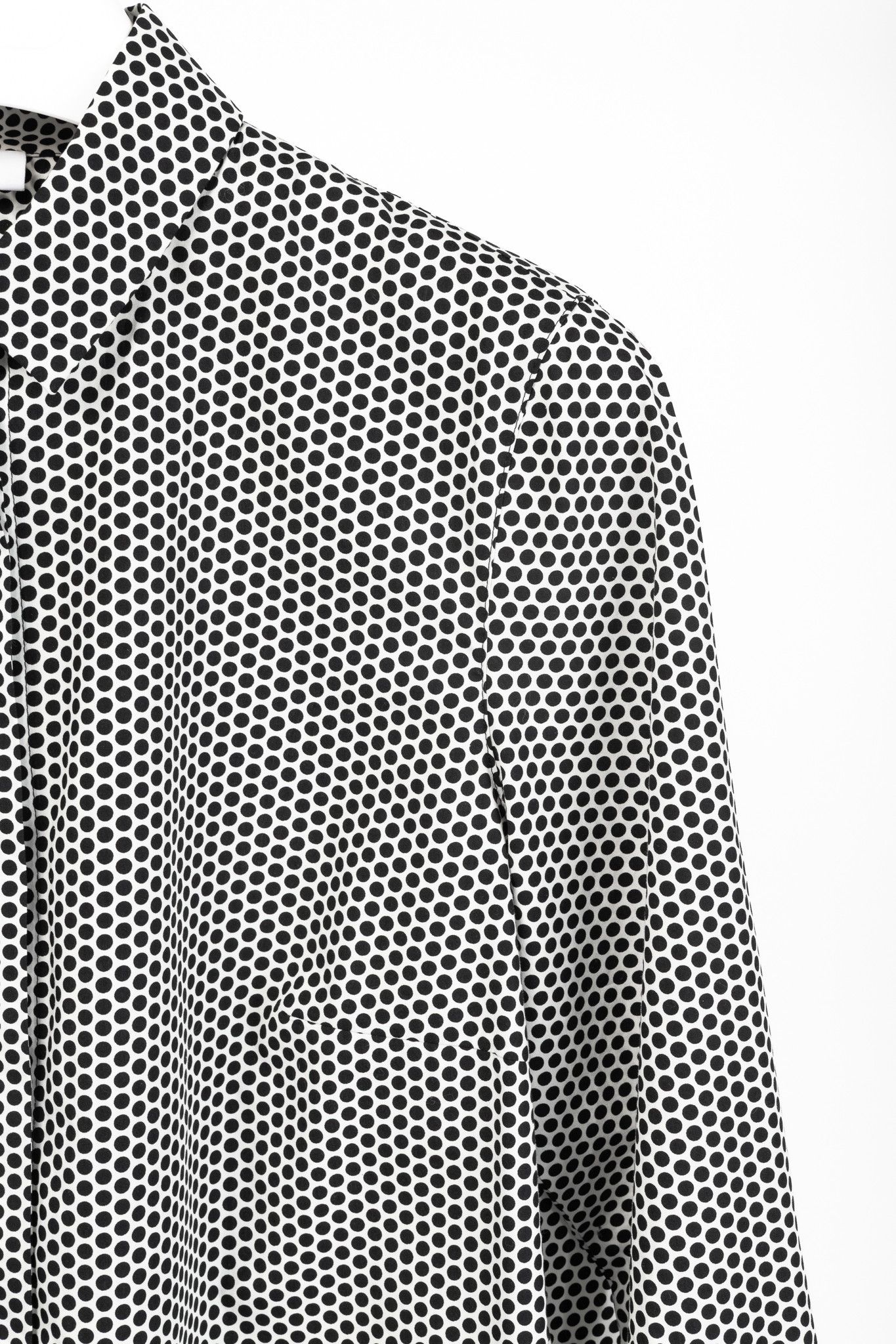Akris Akris Punto White & Black Polka-Dot Cotton Buttoned Shirt Size L / US 10 / IT 46 - 5 Thumbnail