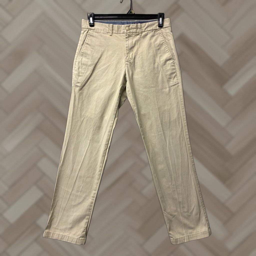 Gap GAP Men's Khaki Chino Pants Trousers 30x30 Slim Flat Front Cotton Blend Spandex Pocket Logo Button Zip Khaki" Size US 30 / EU 46 - 1 Thumbnail